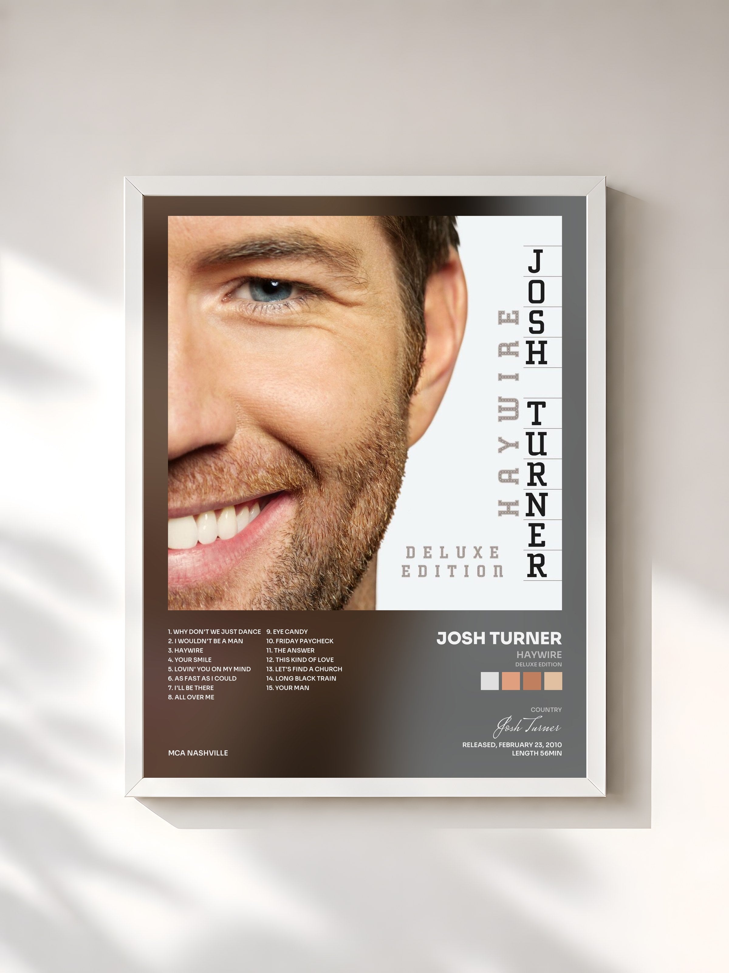 #blanc Tableau de l'album Haywire (Deluxe Edition) de Josh Turner, cadre blanc, imprimé et encadré en France