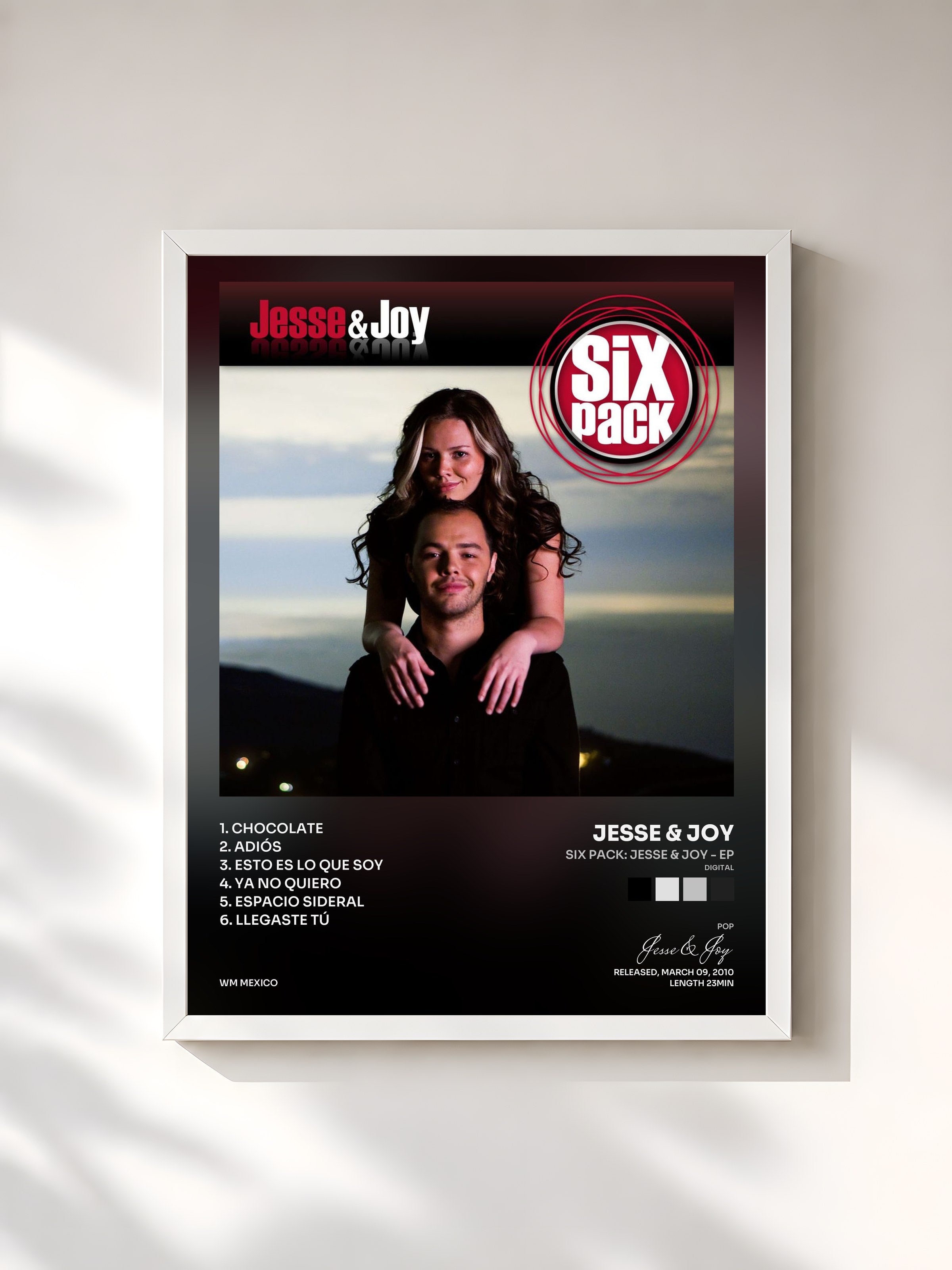 #blanc Tableau de l'album Six Pack: Jesse & Joy - EP (Digital) de Jesse & Joy, cadre blanc, imprimé et encadré en France