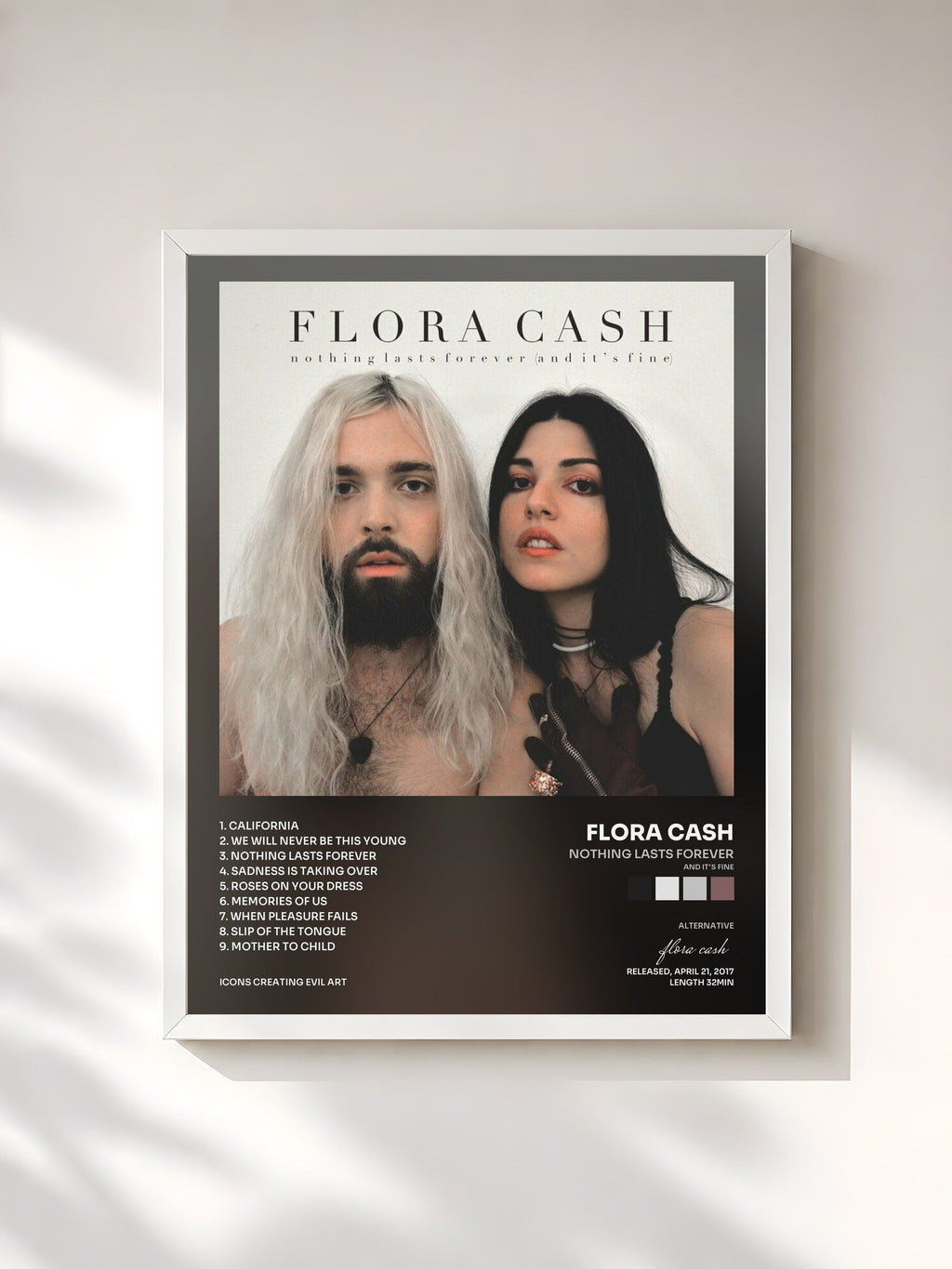 #blanc Nothing Lasts Forever (And It's Fine) von flora cash als gerahmter Kunstdruck, weißer Rahmen, gedruckt und gerahmt in Frankreich