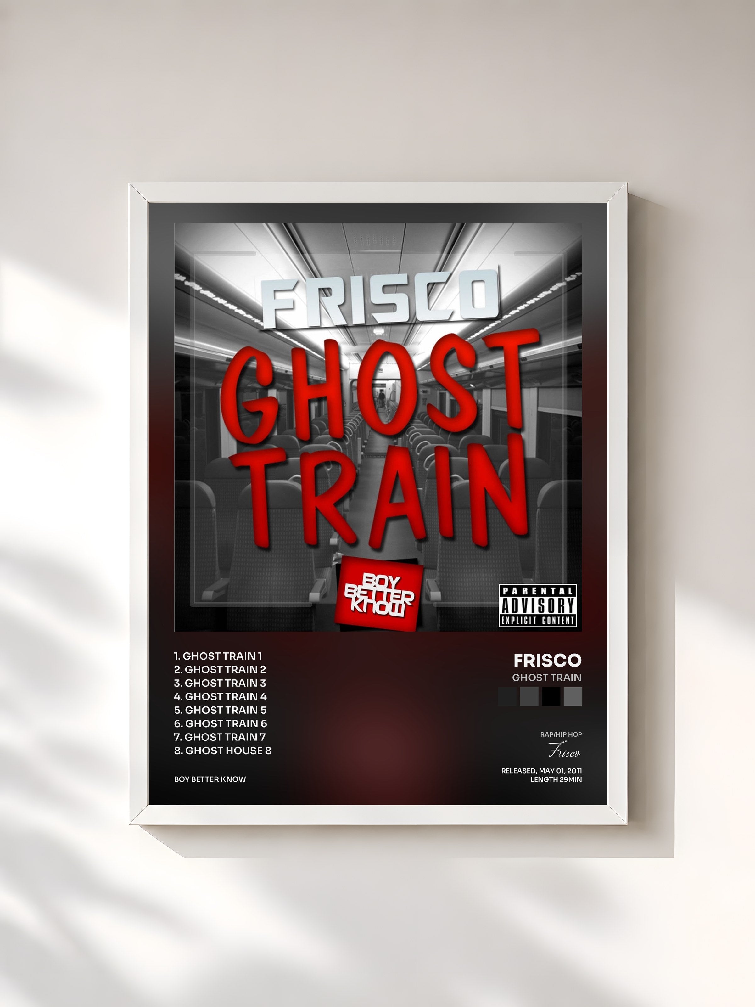 #blanc Tableau de l'album Ghost Train de Frisco, cadre blanc, imprimé et encadré en France