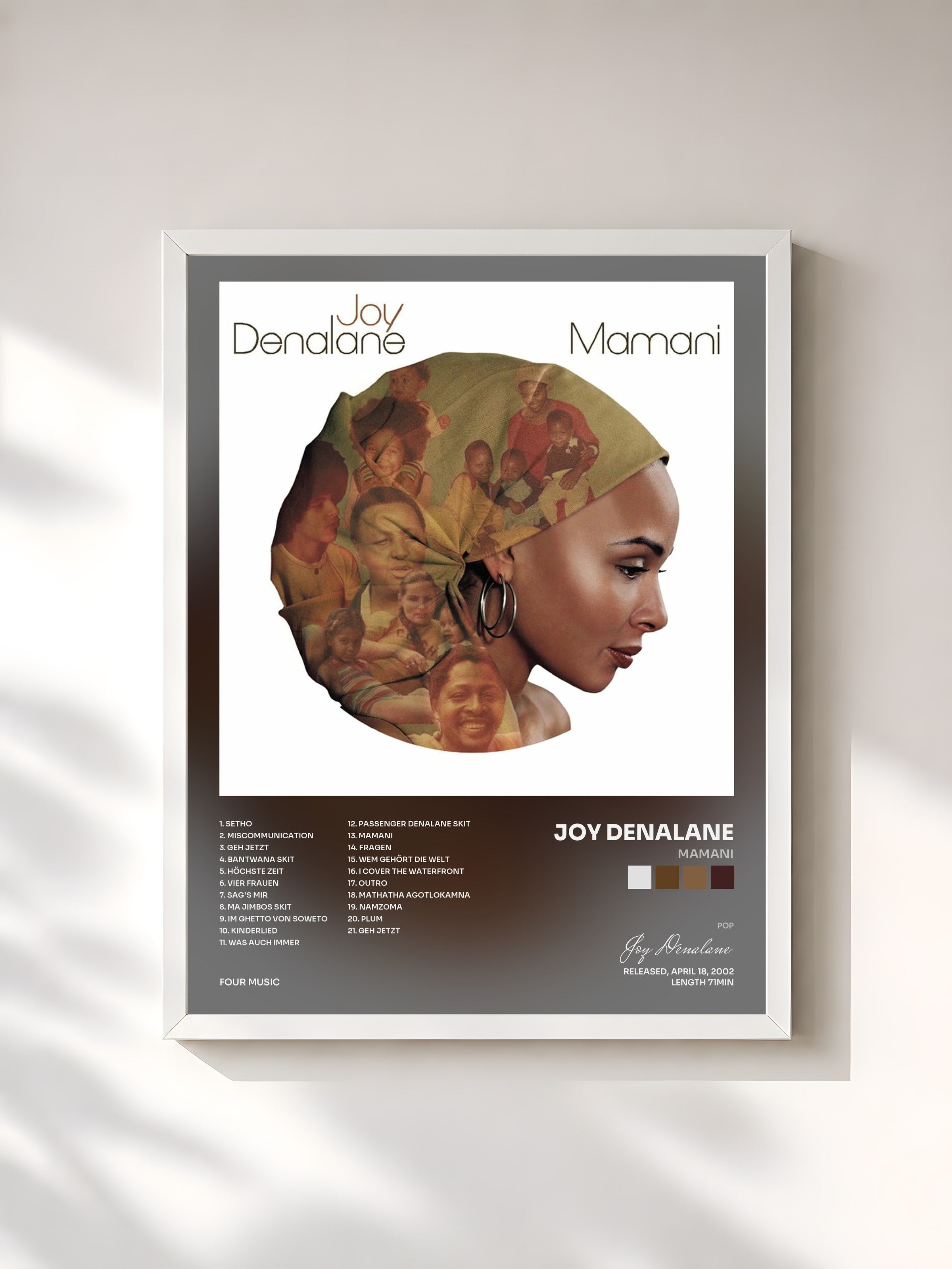 #blanc Tableau de l'album Mamani de Joy Denalane, cadre blanc, imprimé et encadré en France