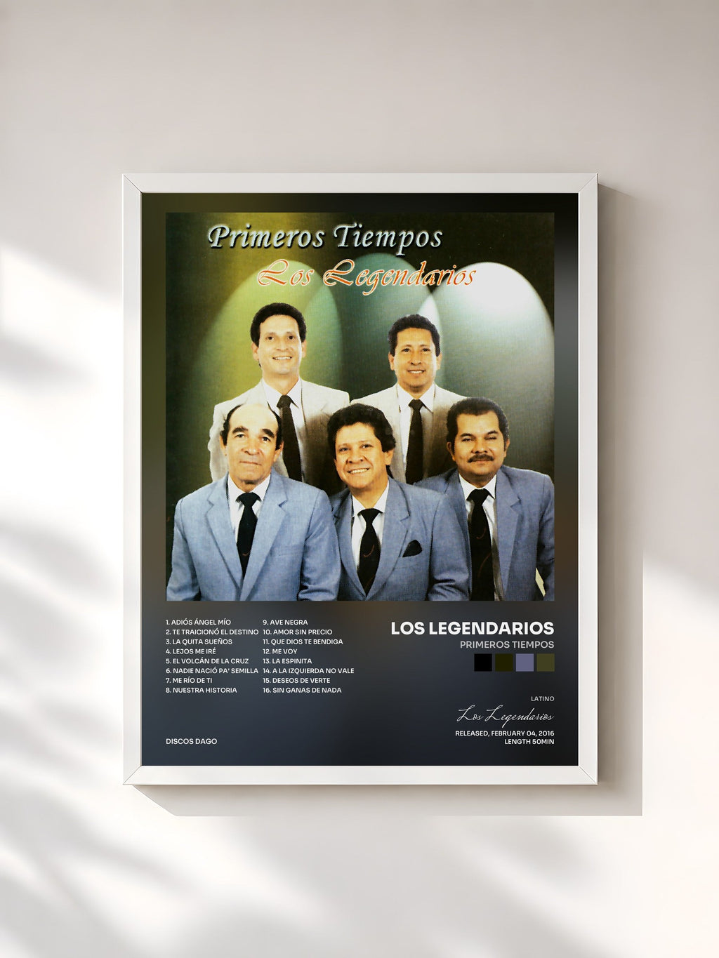 #blanc Tableau de l'album Primeros Tiempos de Los Legendarios, cadre blanc, imprimé et encadré en France