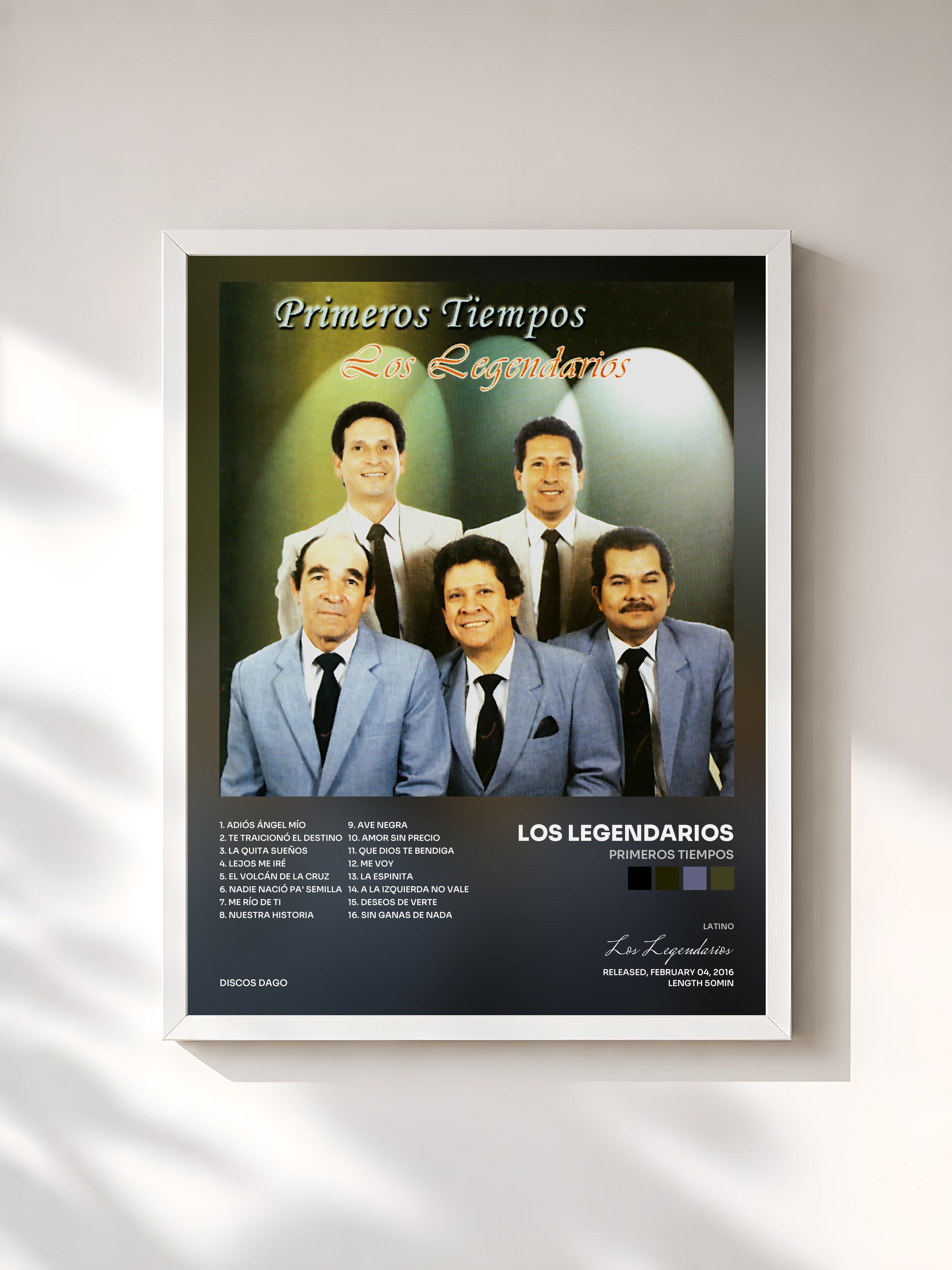 #blanc Tableau de l'album Primeros Tiempos de Los Legendarios, cadre blanc, imprimé et encadré en France