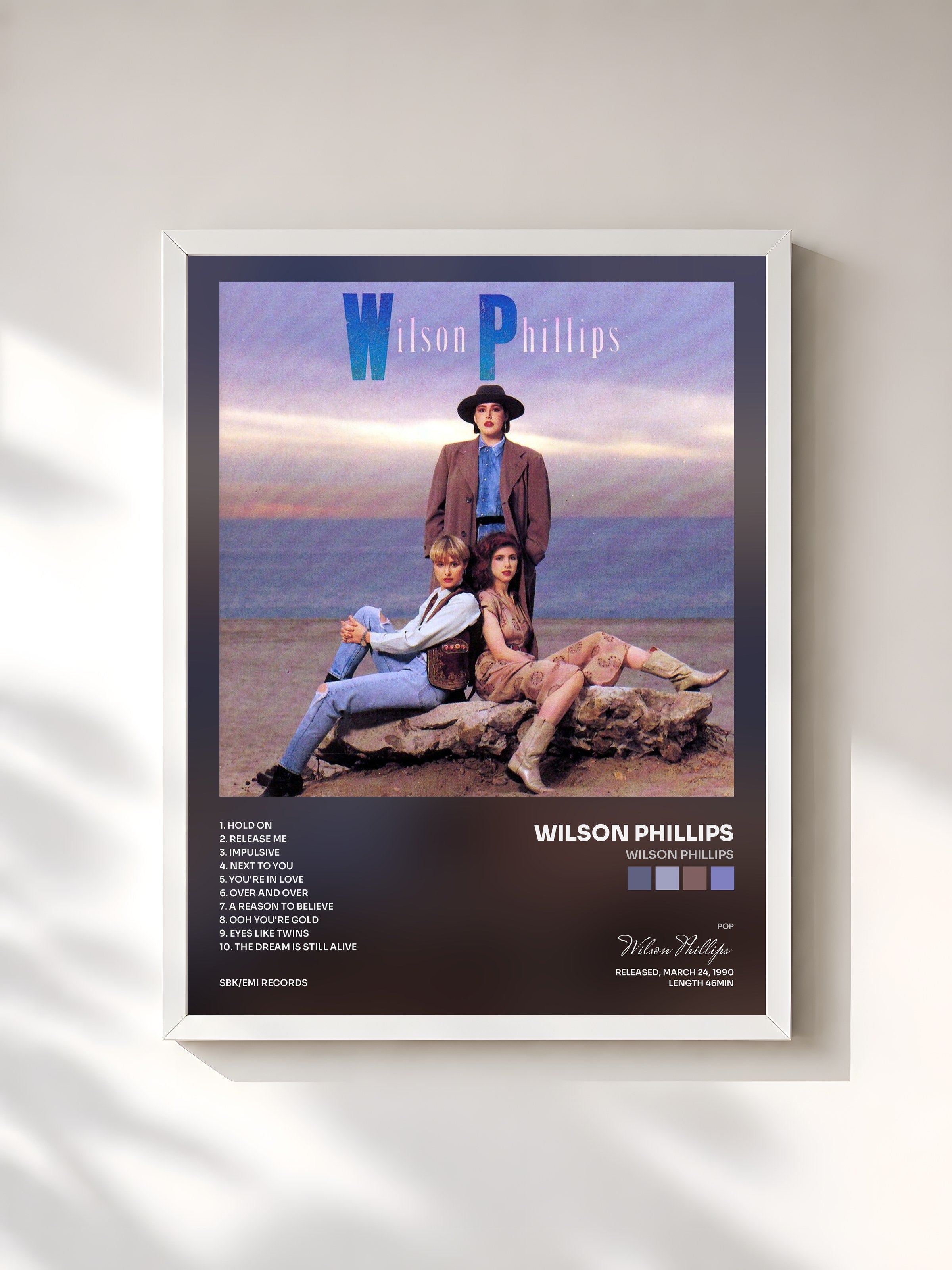 #blanc Tableau de l'album Wilson Phillips de Wilson Phillips, cadre blanc, imprimé et encadré en France