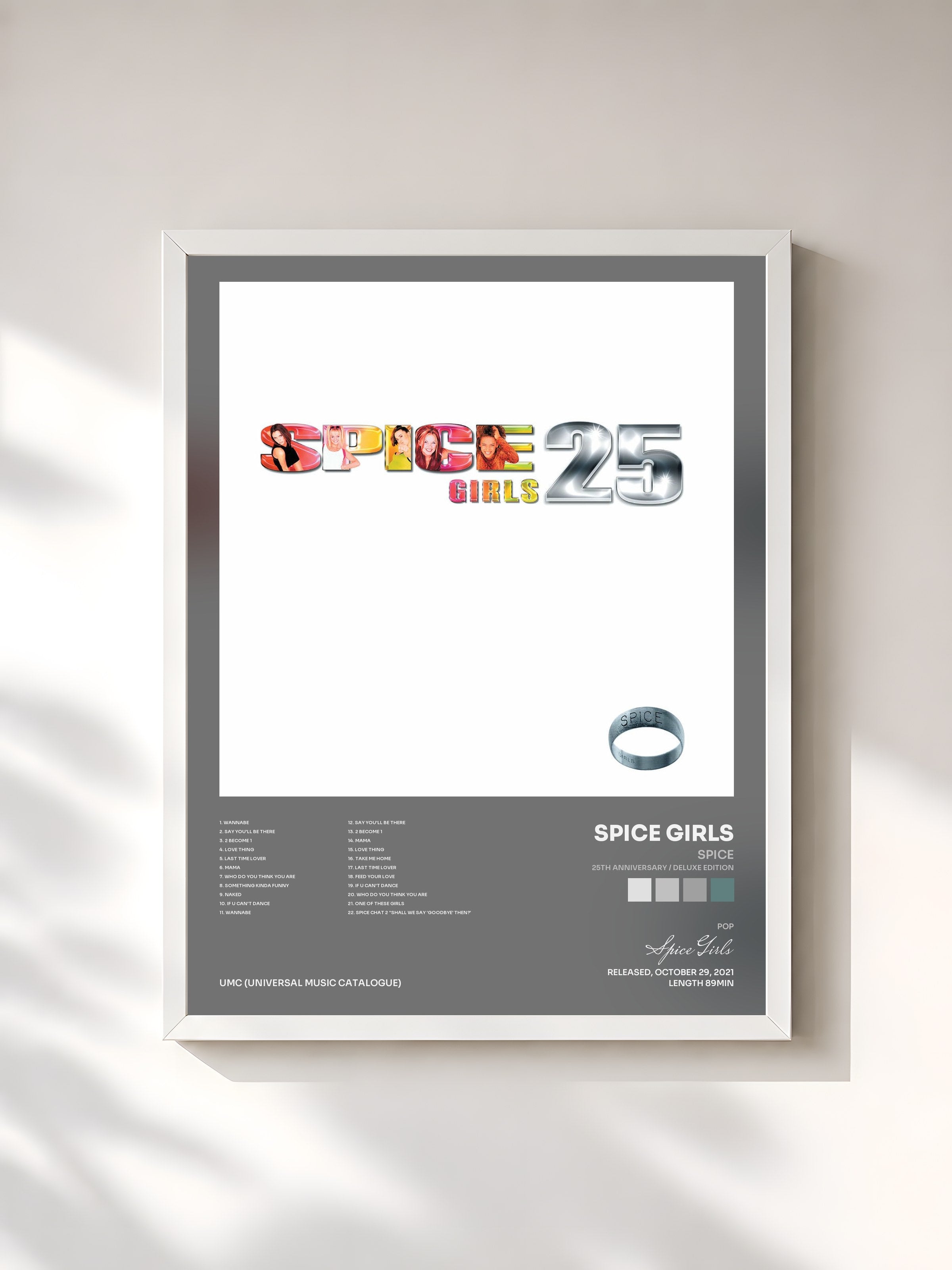 #blanc Tableau de l'album Spice (25th Anniversary / Deluxe Edition) de Spice Girls, cadre blanc, imprimé et encadré en France