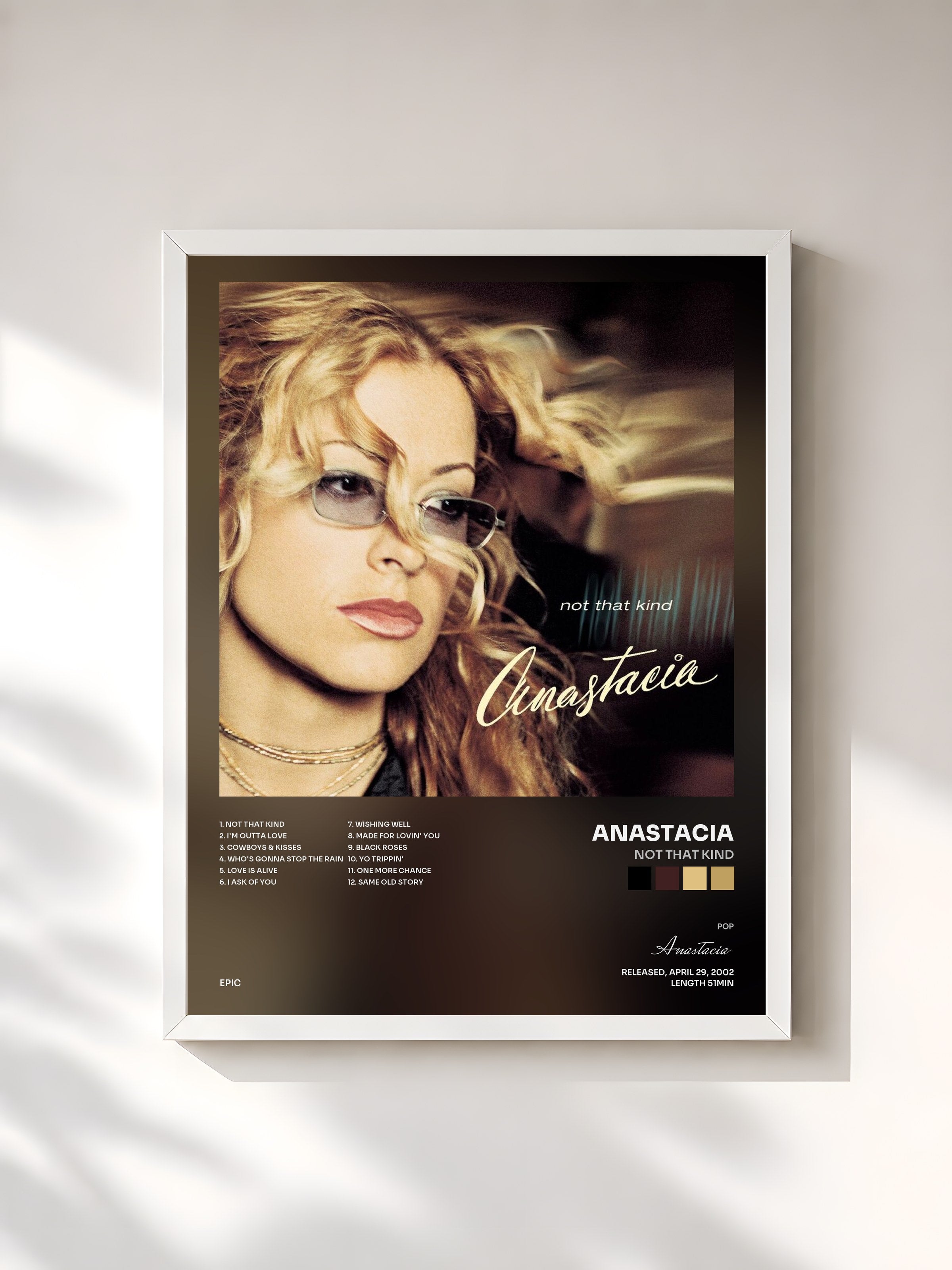 #blanc Tableau de l'album Not That Kind de Anastacia, cadre blanc, imprimé et encadré en France