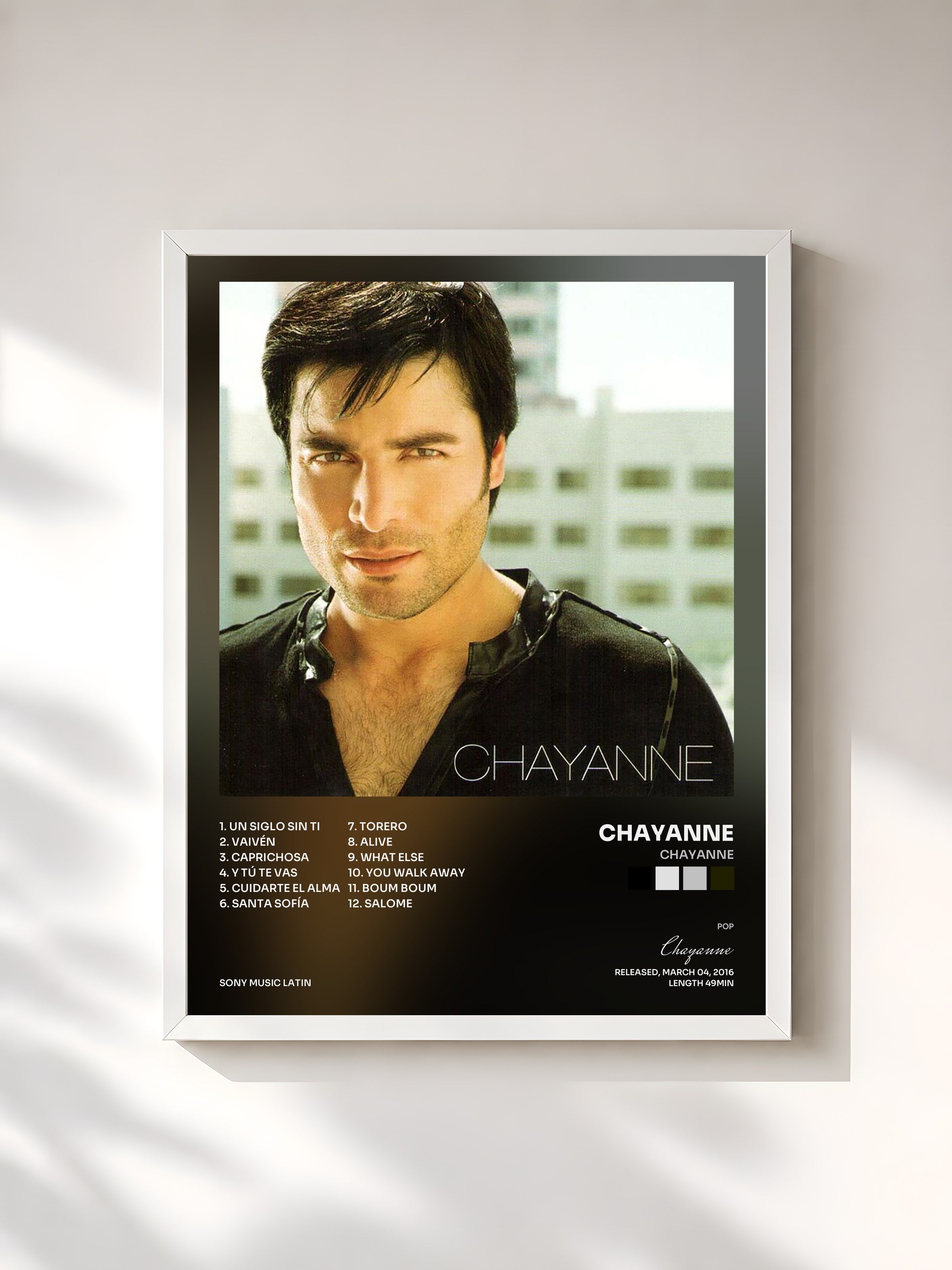 #blanc Tableau de l'album Chayanne de Chayanne, cadre blanc, imprimé et encadré en France