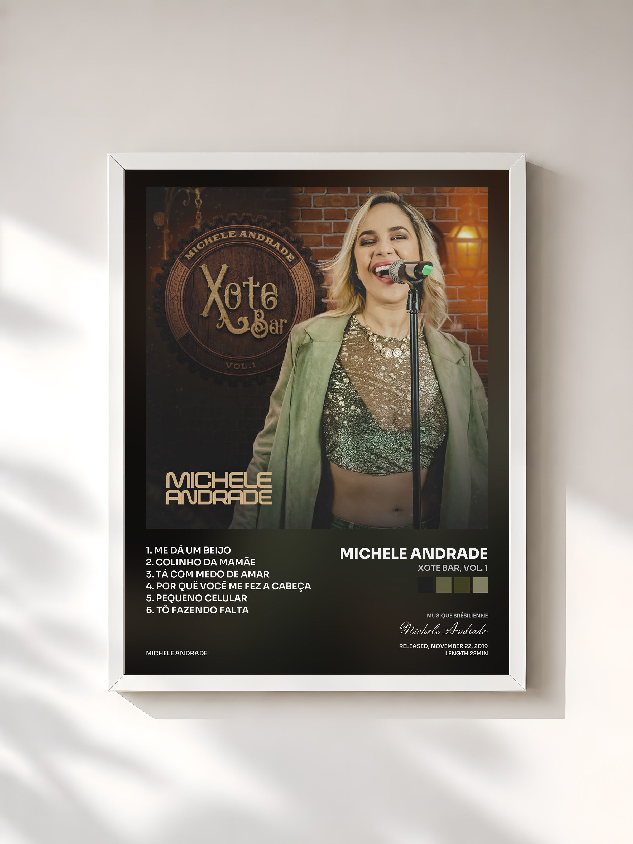 #blanc Tableau de l'album Xote Bar, Vol. 1 de Michele Andrade, cadre blanc, imprimé et encadré en France