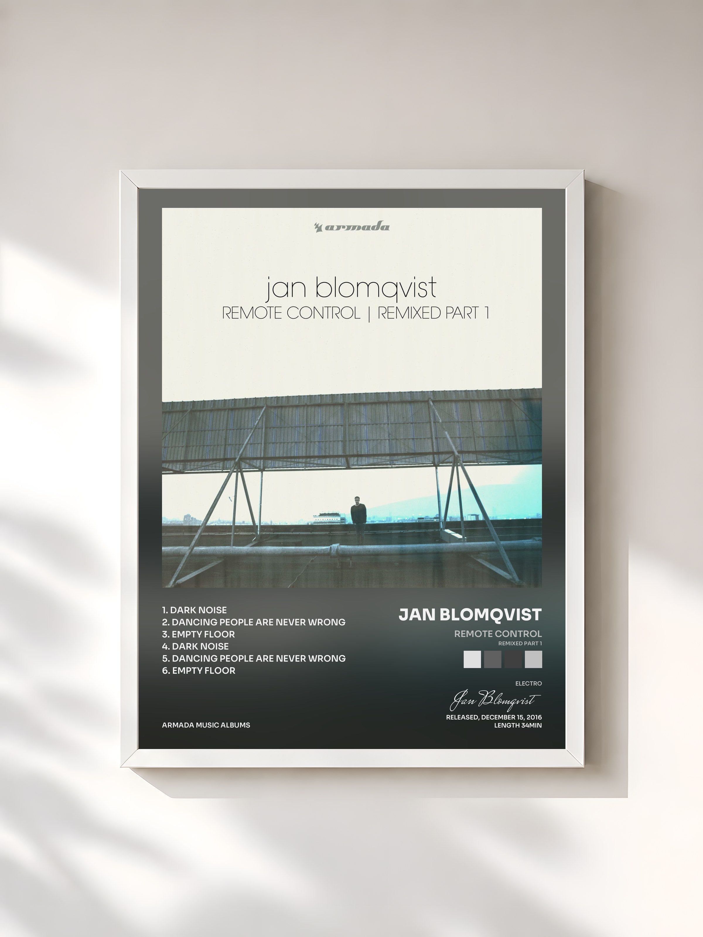 #blanc Tableau de l'album Remote Control (Remixed Part 1) de Jan Blomqvist, cadre blanc, imprimé et encadré en France