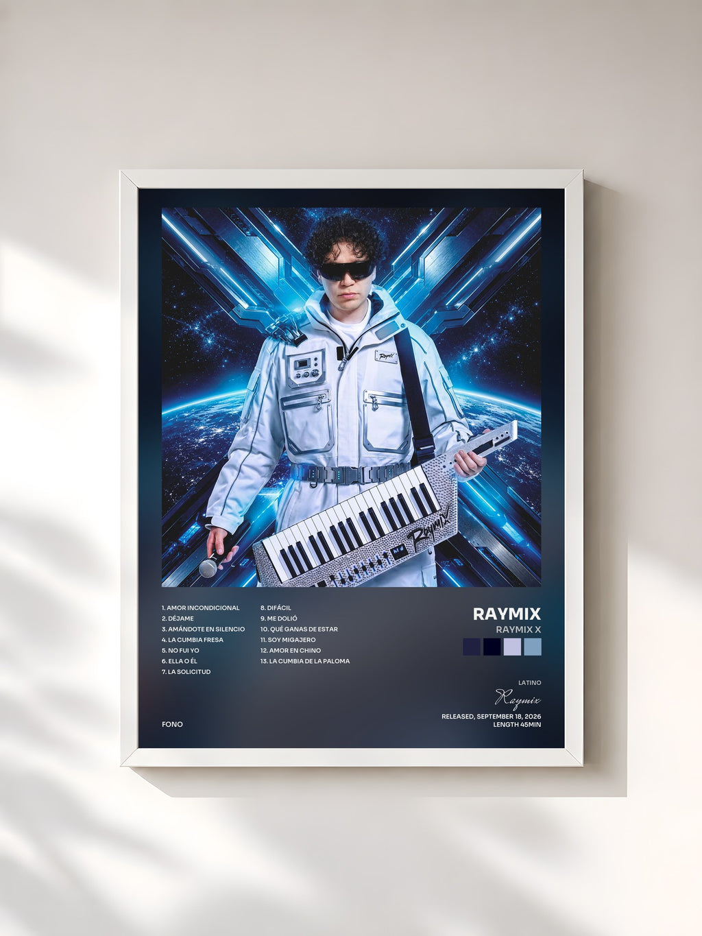 #blanc Tableau de l'album Raymix X de Raymix, cadre blanc, imprimé et encadré en France