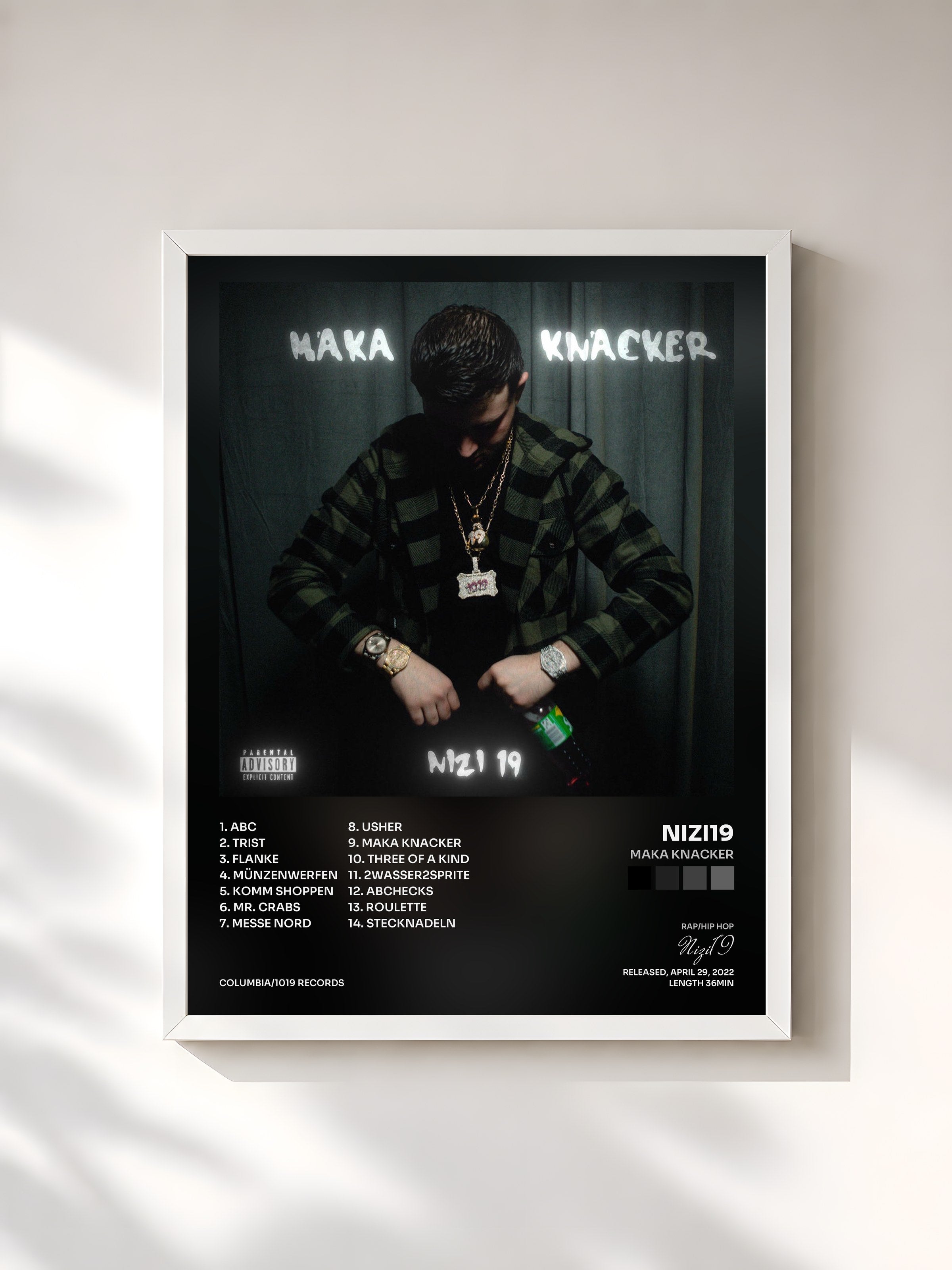 #blanc Tableau de l'album Maka Knacker de Nizi19, cadre blanc, imprimé et encadré en France