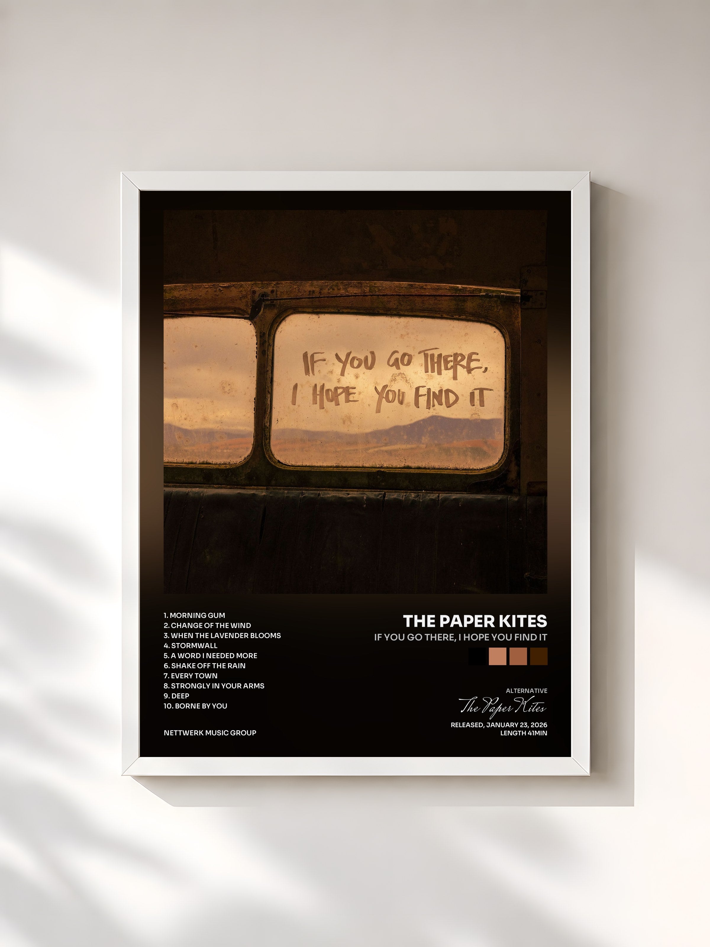 #blanc Tableau de l'album If You Go There, I Hope You Find It de The Paper Kites, cadre blanc, imprimé et encadré en France