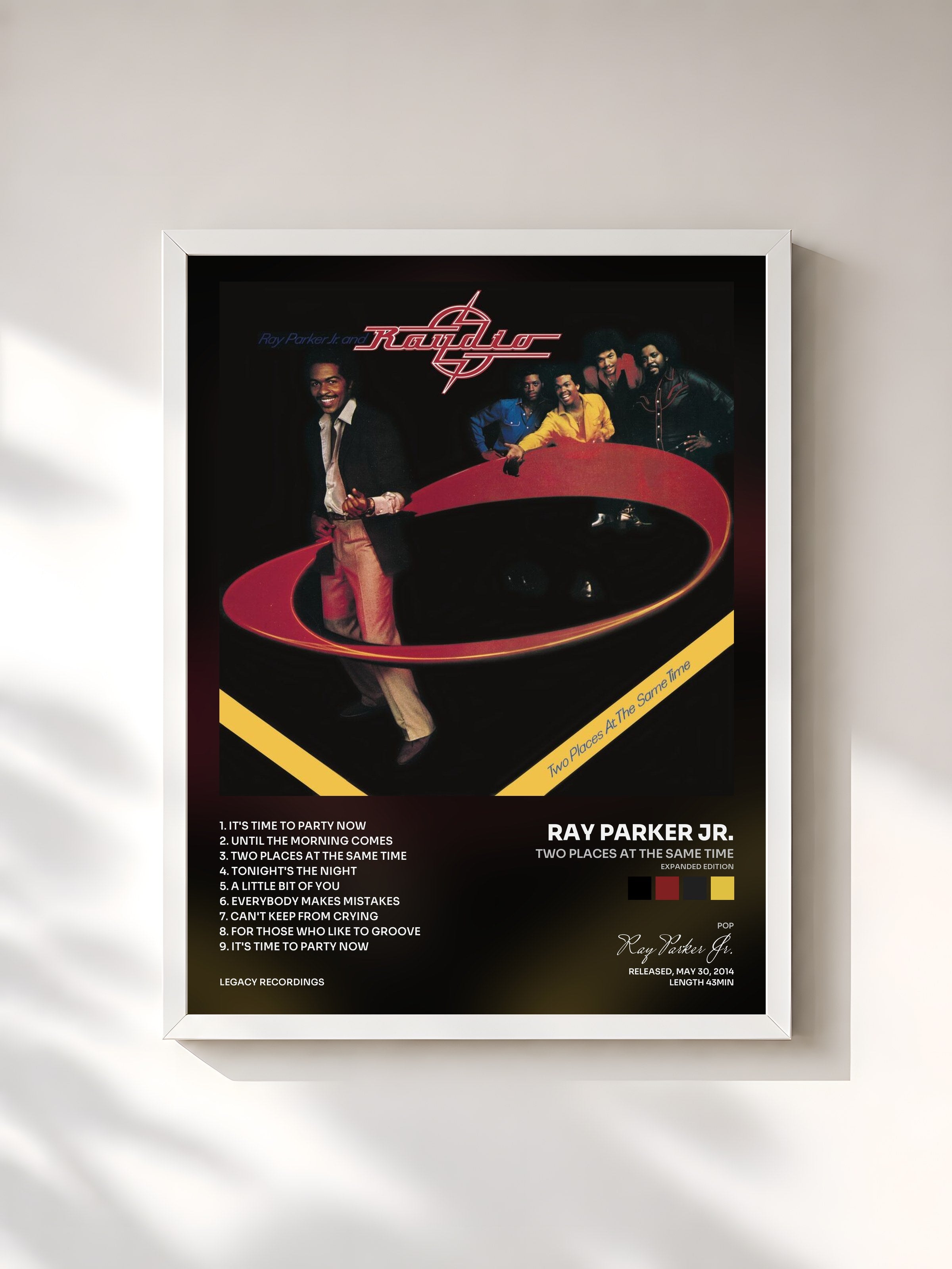 #blanc Tableau de l'album Two Places at the Same Time (Expanded Edition) de Ray Parker Jr., cadre blanc, imprimé et encadré en France