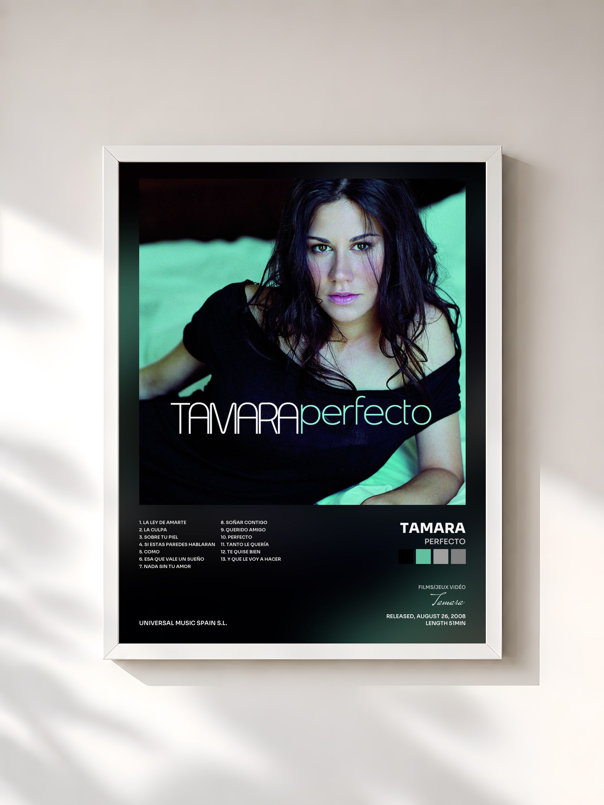 #blanc Tableau de l'album Perfecto de Tamara, cadre blanc, imprimé et encadré en France