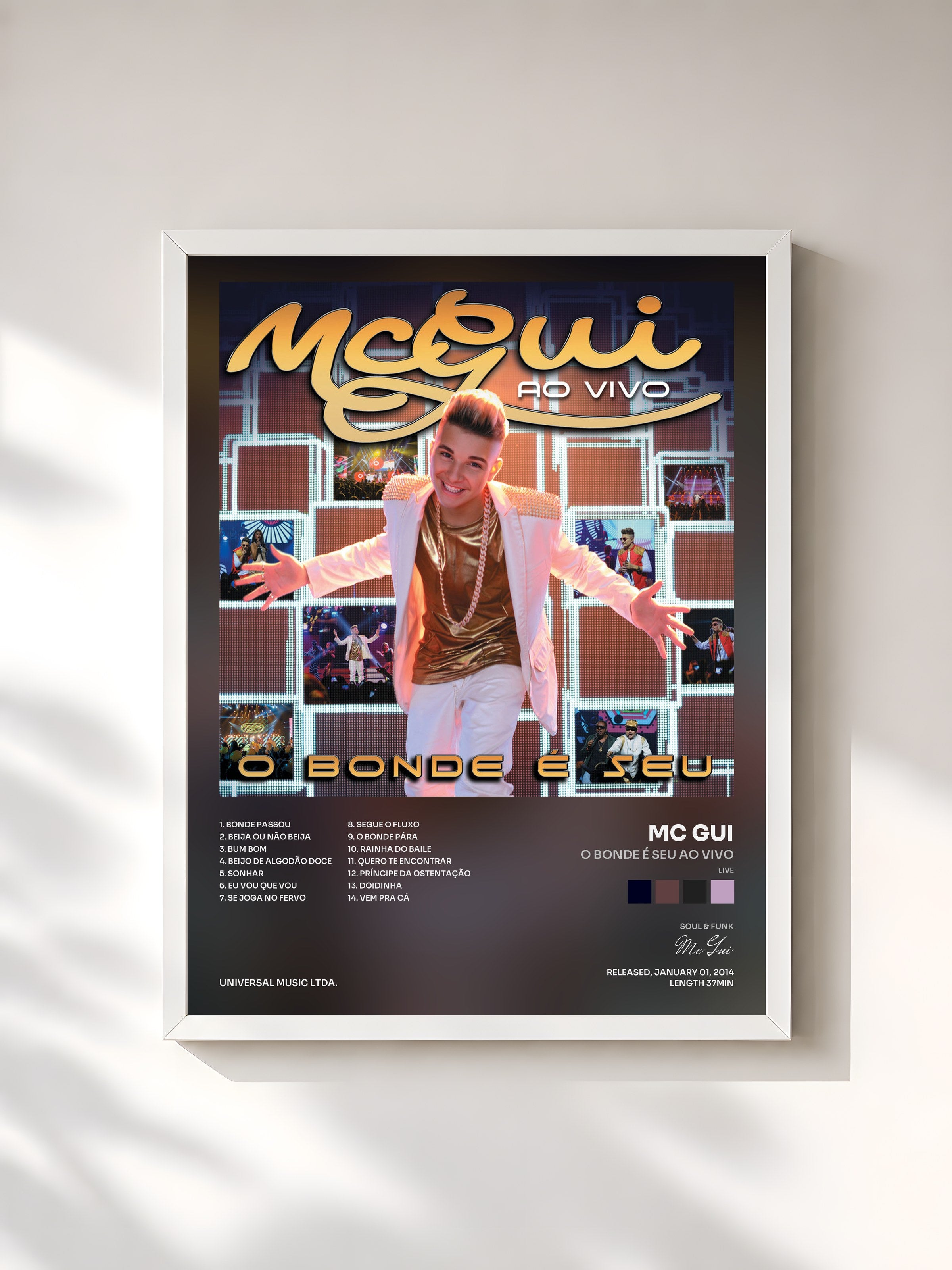#blanc Tableau de l'album O Bonde É Seu Ao Vivo (Live) de Mc Gui, cadre blanc, imprimé et encadré en France