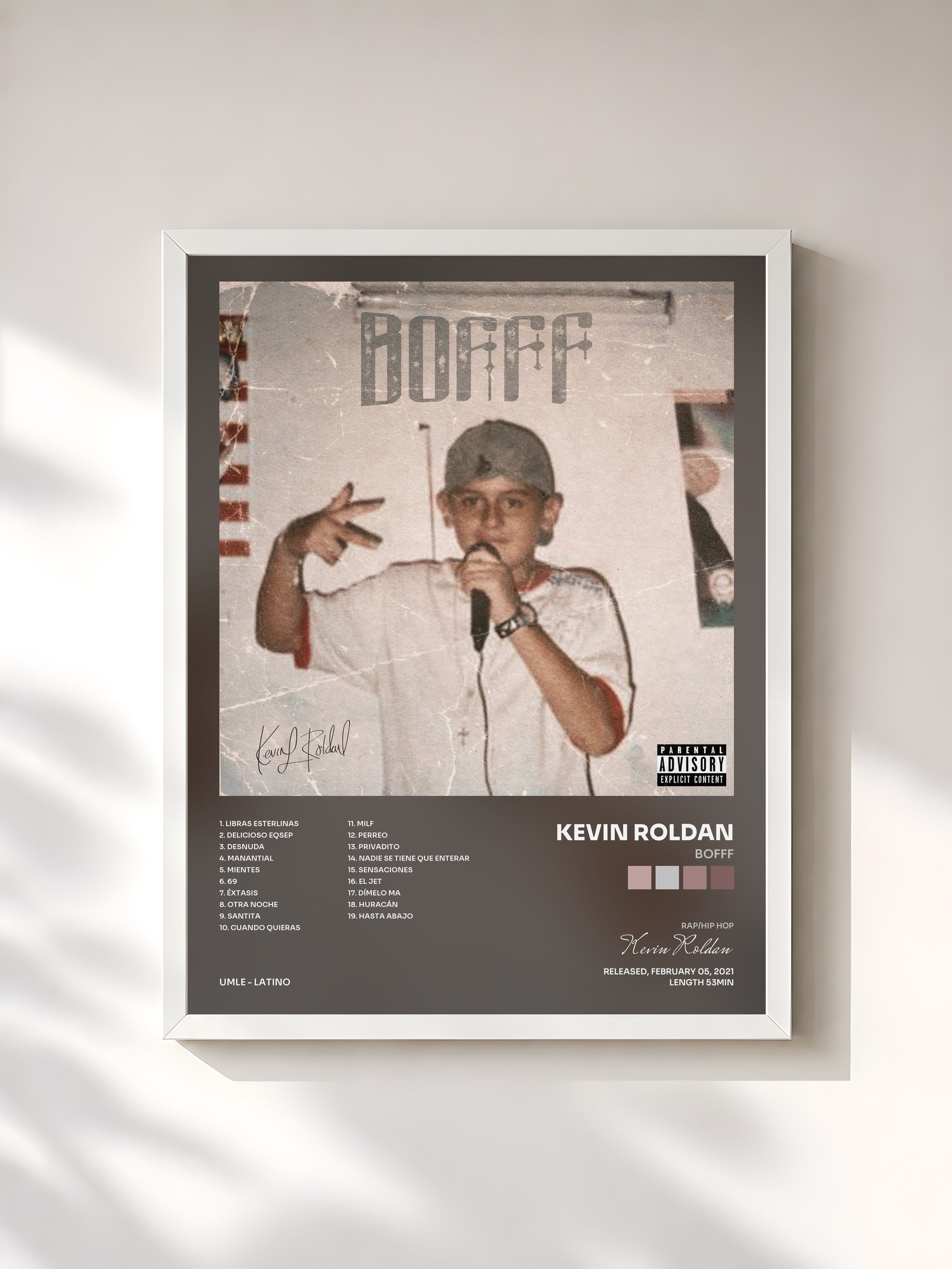 #blanc Tableau de l'album Bofff de Kevin Roldan, cadre blanc, imprimé et encadré en France