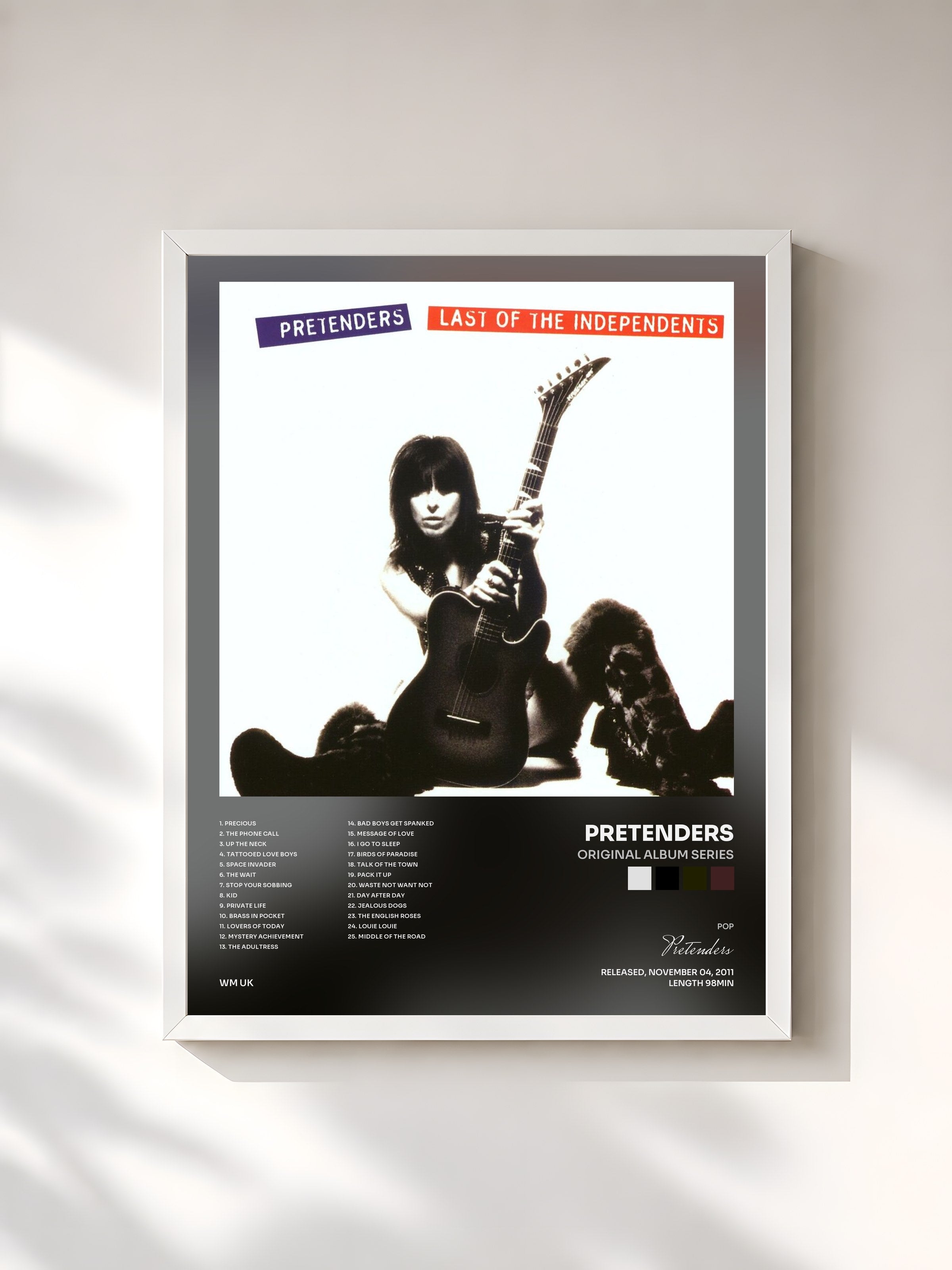 #blanc Tableau de l'album Original Album Series de Pretenders, cadre blanc, imprimé et encadré en France