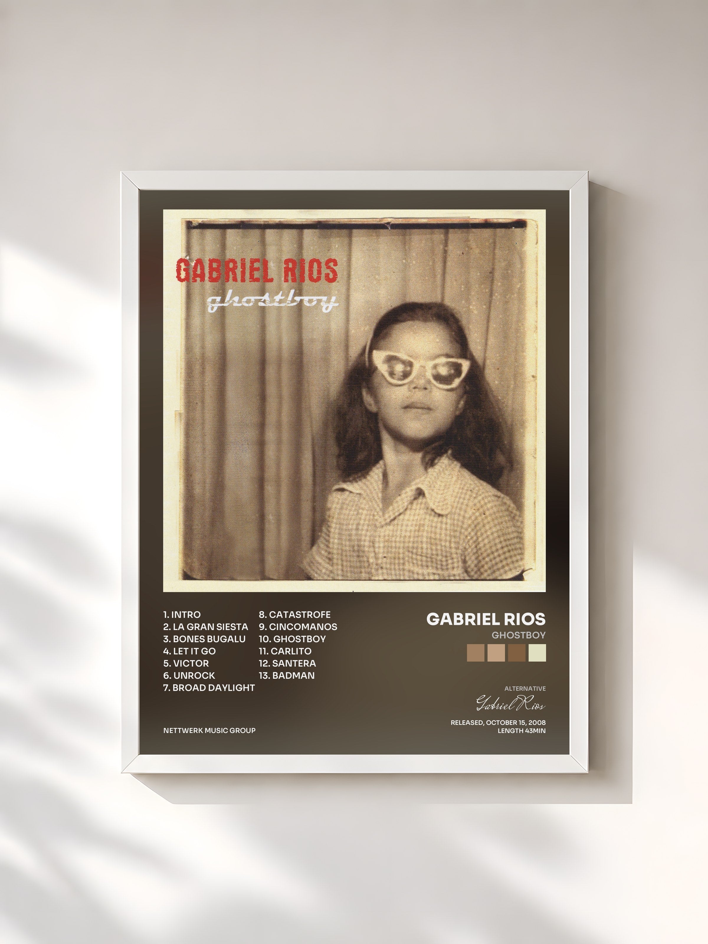 #blanc Tableau de l'album Ghostboy de Gabriel Rios, cadre blanc, imprimé et encadré en France