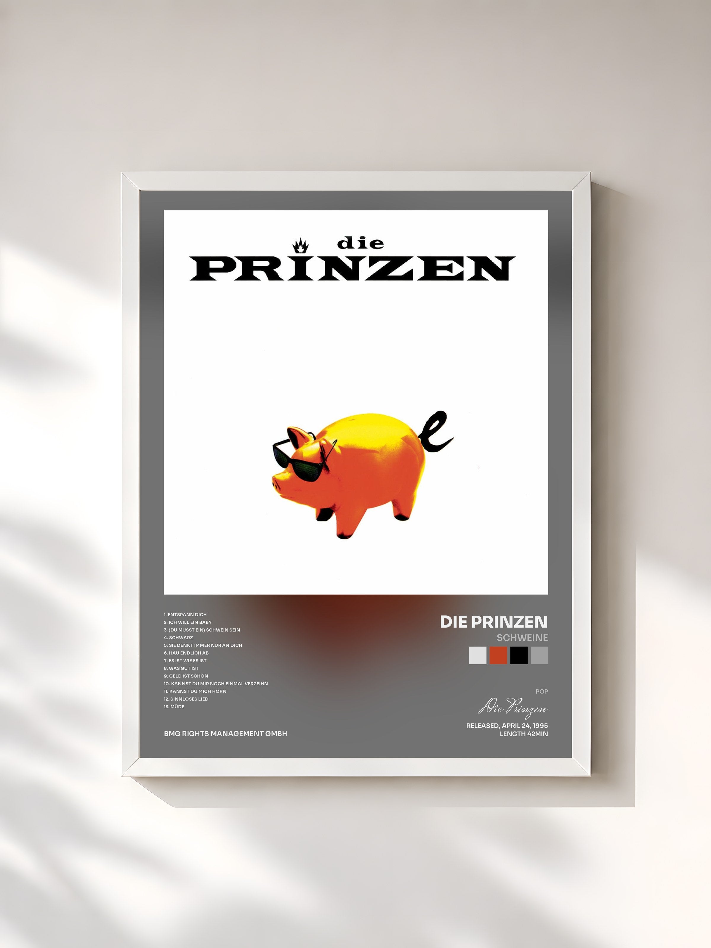 #blanc Tableau de l'album Schweine de Die Prinzen, cadre blanc, imprimé et encadré en France