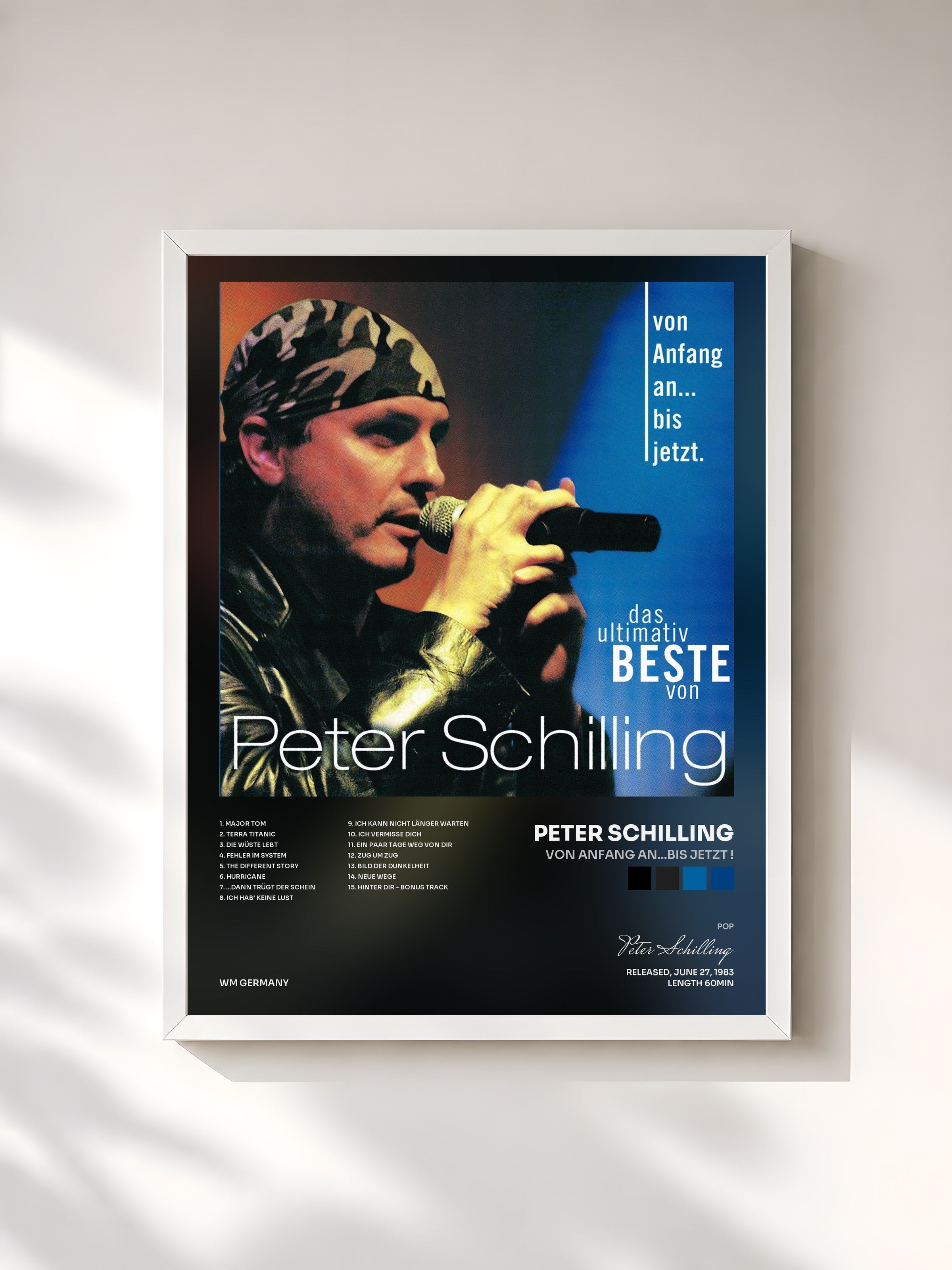 #blanc Tableau de l'album Von Anfang An...Bis Jetzt ! de Peter Schilling, cadre blanc, imprimé et encadré en France