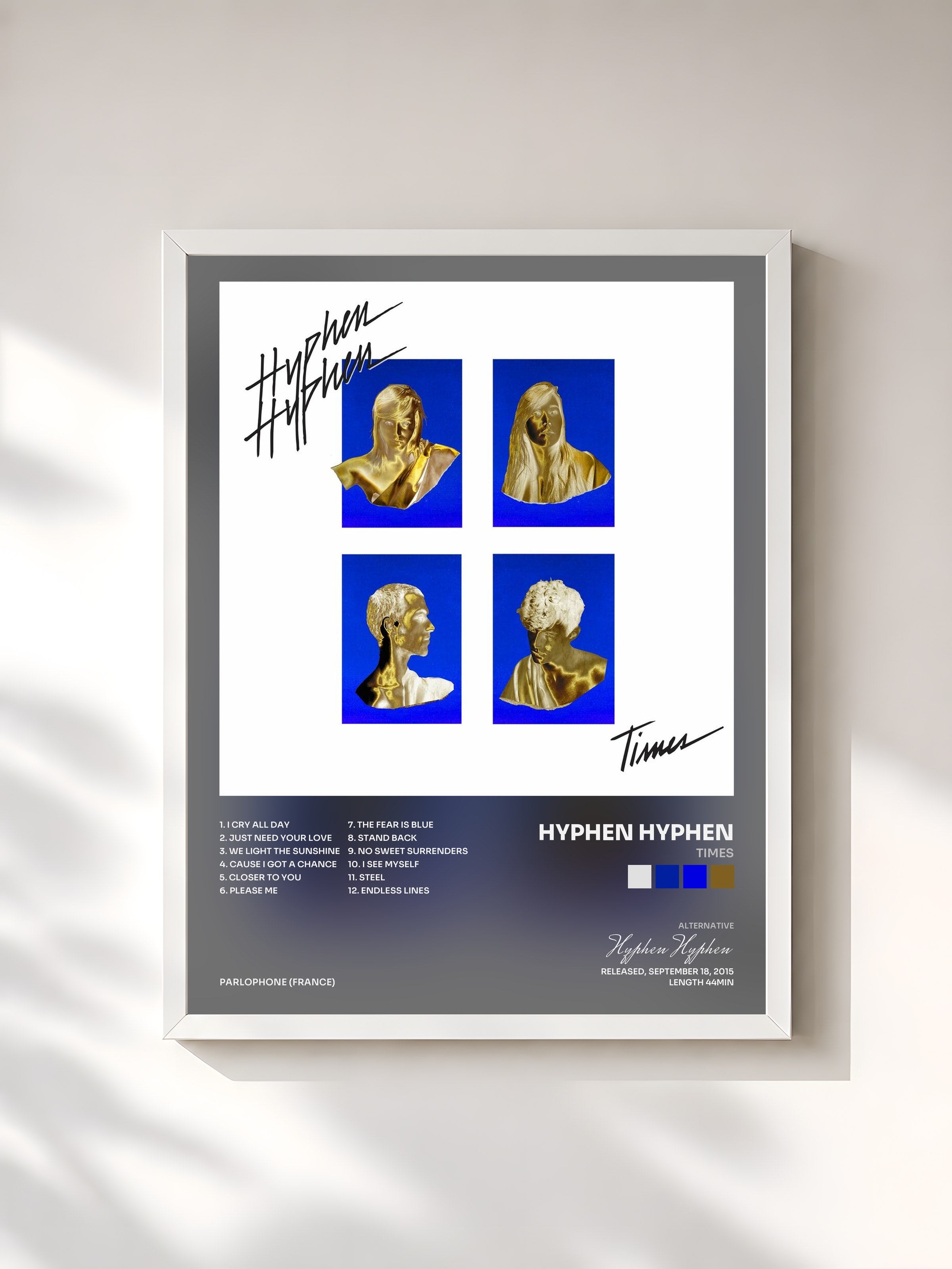 #blanc Tableau de l'album Times de Hyphen Hyphen, cadre blanc, imprimé et encadré en France