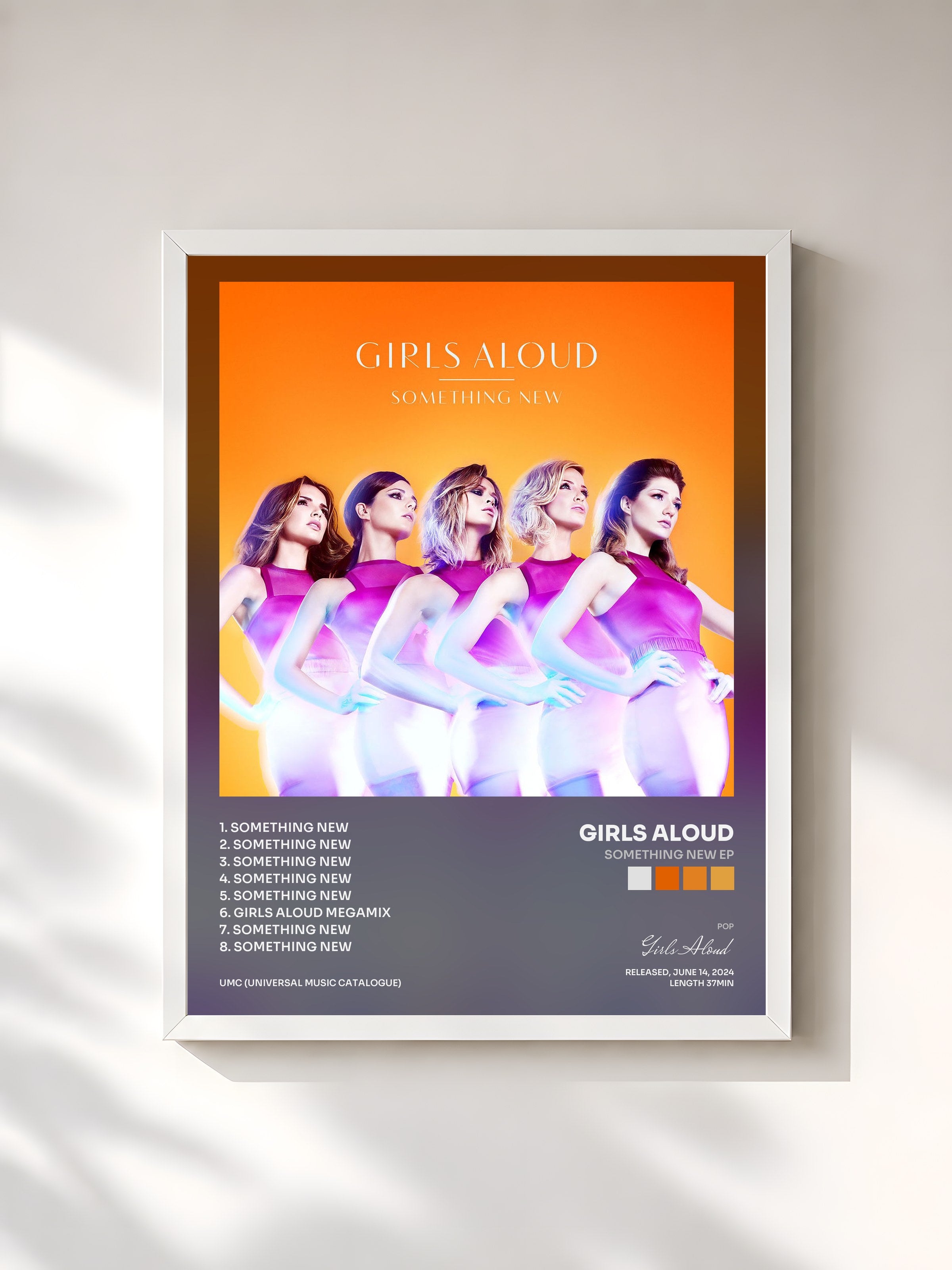 #blanc Tableau de l'album Something New EP de Girls Aloud, cadre blanc, imprimé et encadré en France