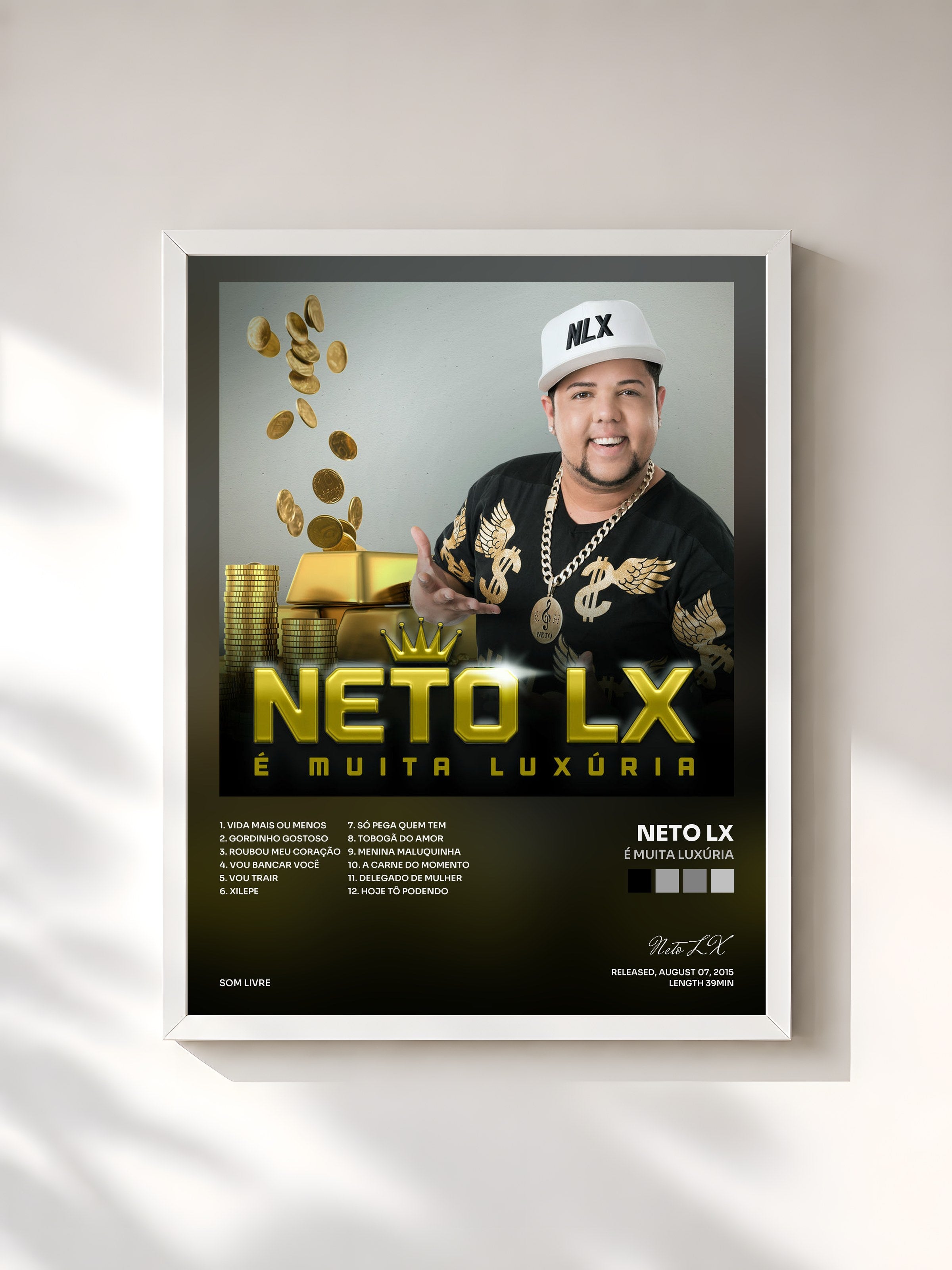 #blanc Tableau de l'album É Muita Luxúria de Neto LX, cadre blanc, imprimé et encadré en France