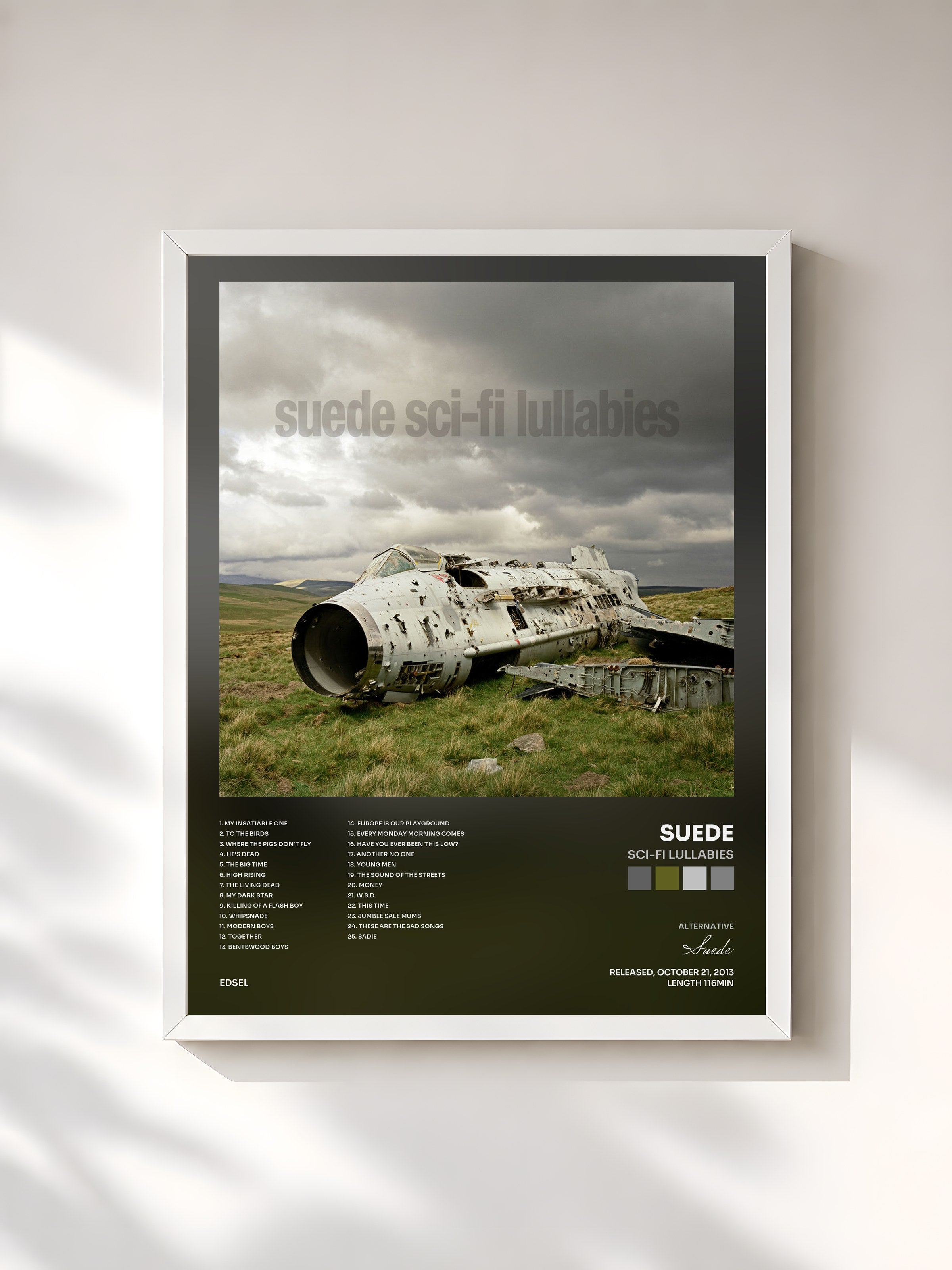 #blanc Tableau de l'album Sci-Fi Lullabies de Suede, cadre blanc, imprimé et encadré en France