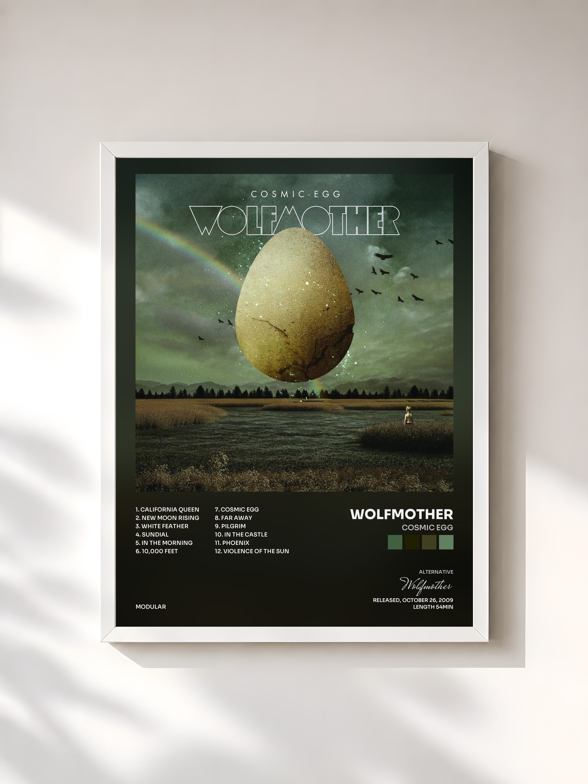#blanc Tableau de l'album Cosmic Egg de Wolfmother, cadre blanc, imprimé et encadré en France