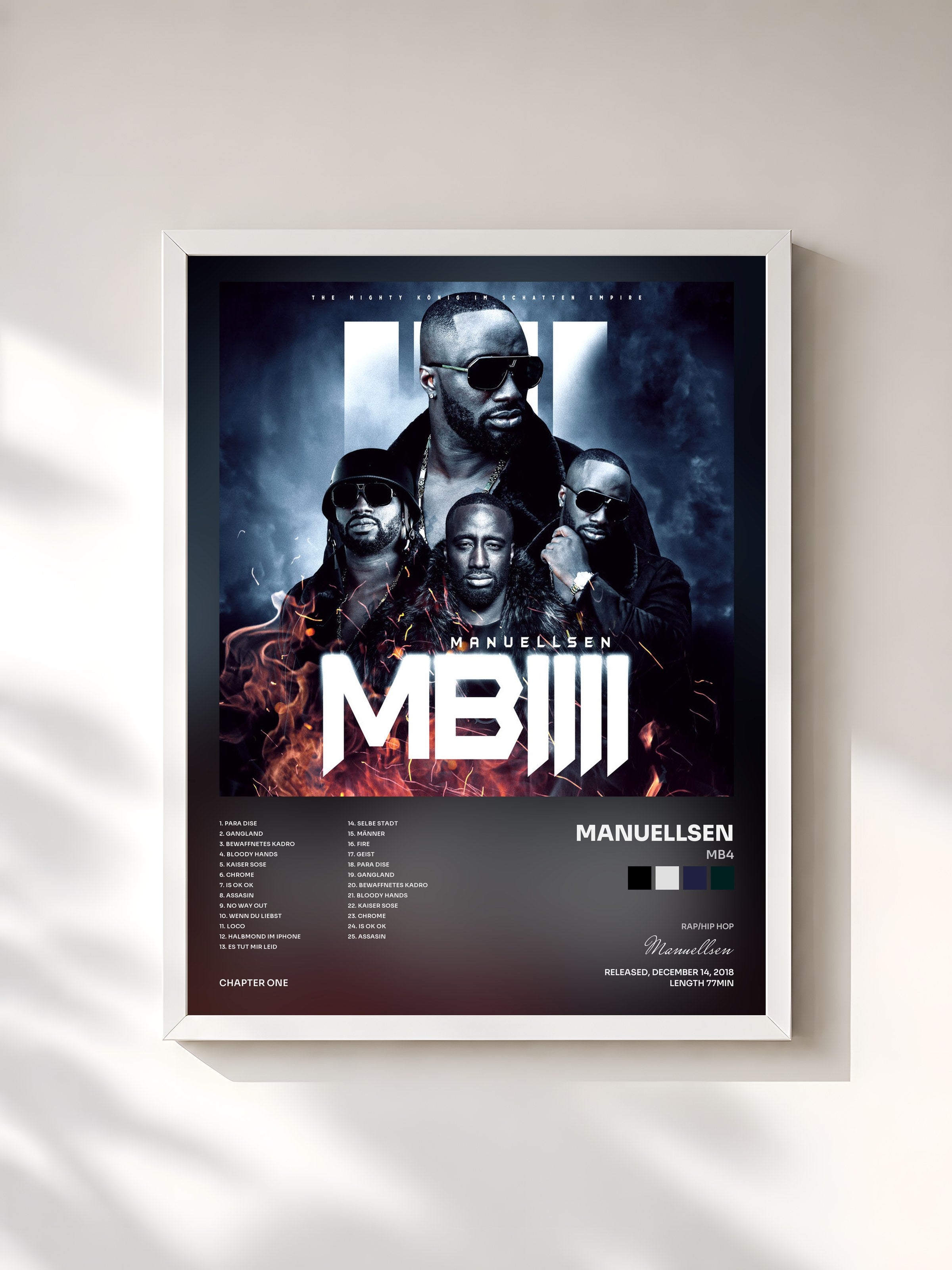 #blanc Tableau de l'album MB4 de Manuellsen, cadre blanc, imprimé et encadré en France