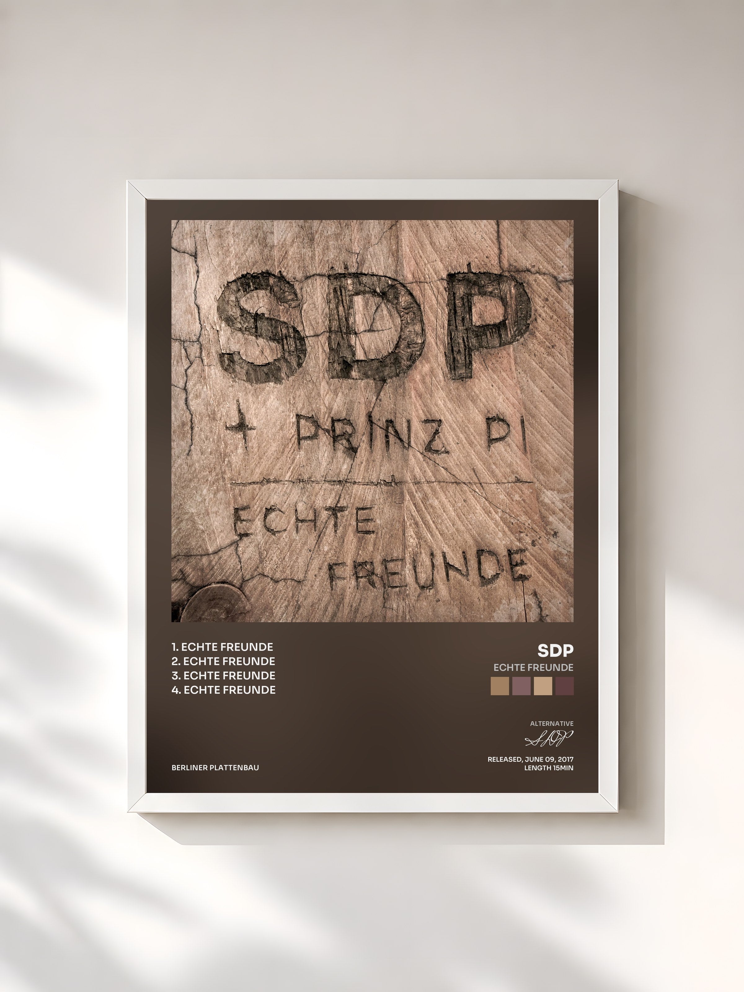 #blanc Tableau de l'album Echte Freunde de SDP, cadre blanc, imprimé et encadré en France
