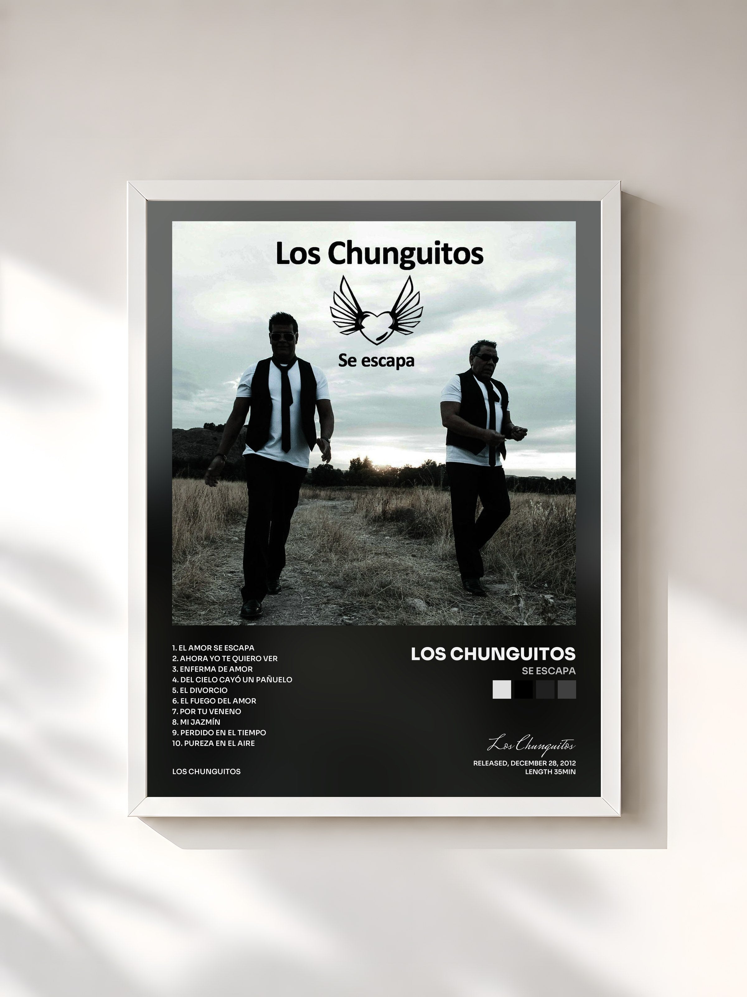 #blanc Tableau de l'album Se Escapa de Los Chunguitos, cadre blanc, imprimé et encadré en France