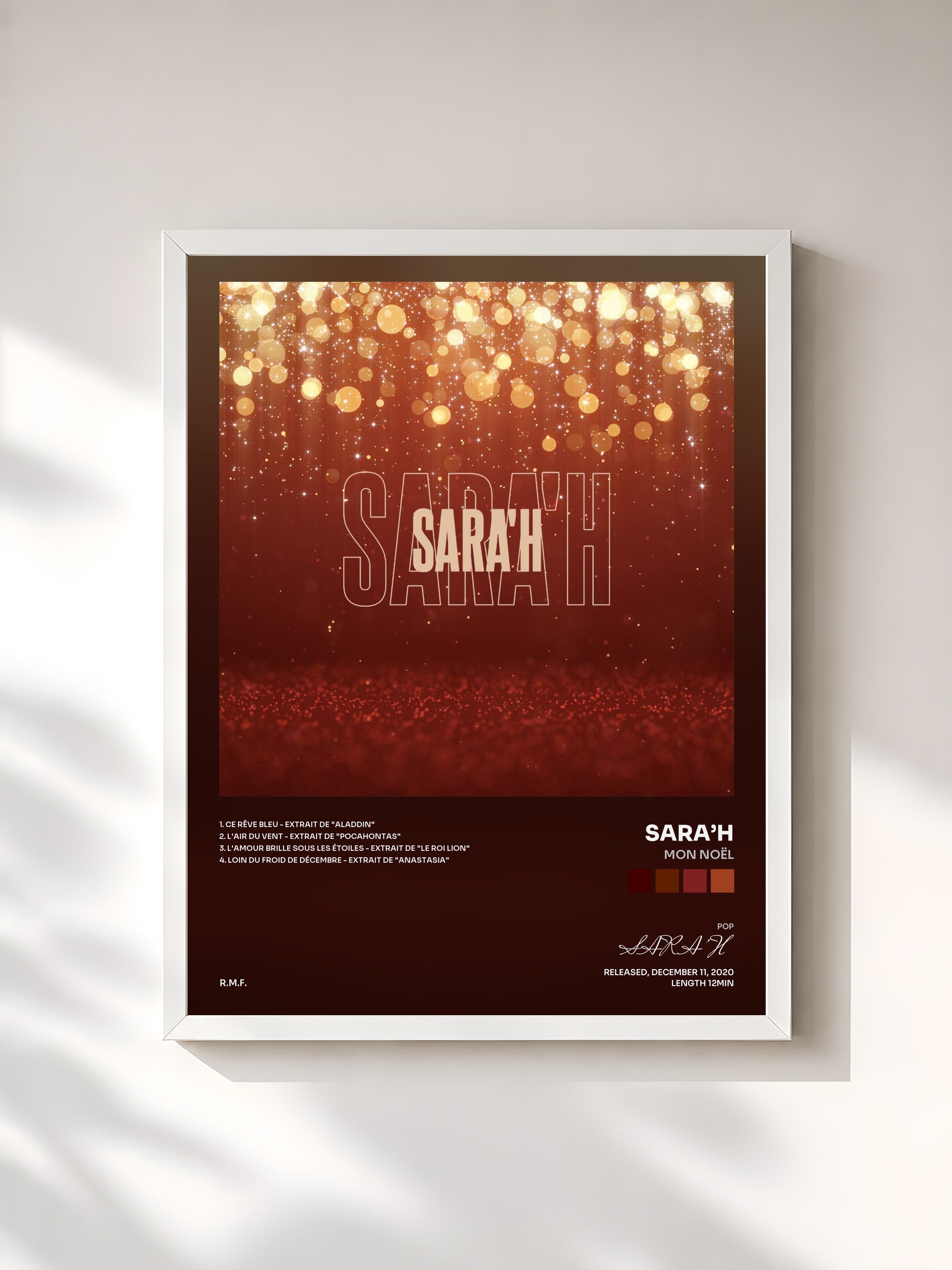 #blanc Tableau de l'album Mon Noël de SARA’H, cadre blanc, imprimé et encadré en France