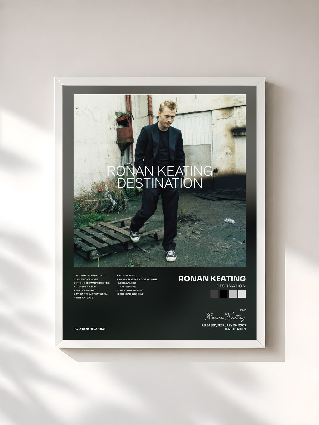 #blanc Destination by Ronan Keating as a framed art print, white frame, printed and framed in France
