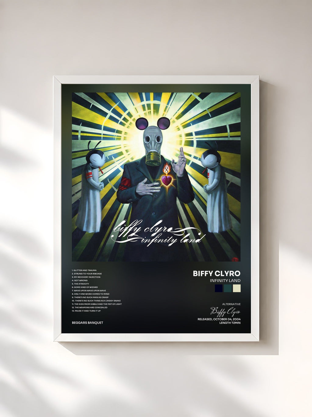 #blanc Tableau de l'album Infinity Land de Biffy Clyro, cadre blanc, imprimé et encadré en France