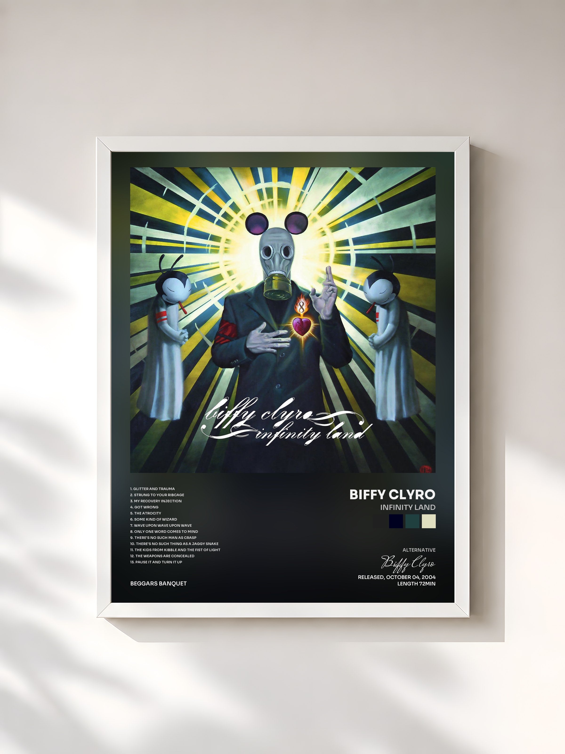 #blanc Tableau de l'album Infinity Land de Biffy Clyro, cadre blanc, imprimé et encadré en France