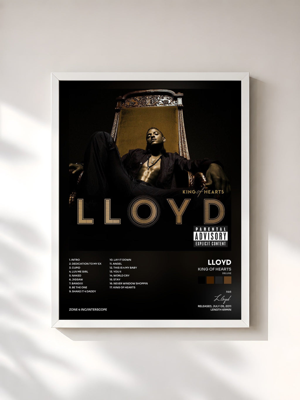 #blanc King Of Hearts (Deluxe) von Lloyd als gerahmter Kunstdruck, weißer Rahmen, gedruckt und gerahmt in Frankreich
