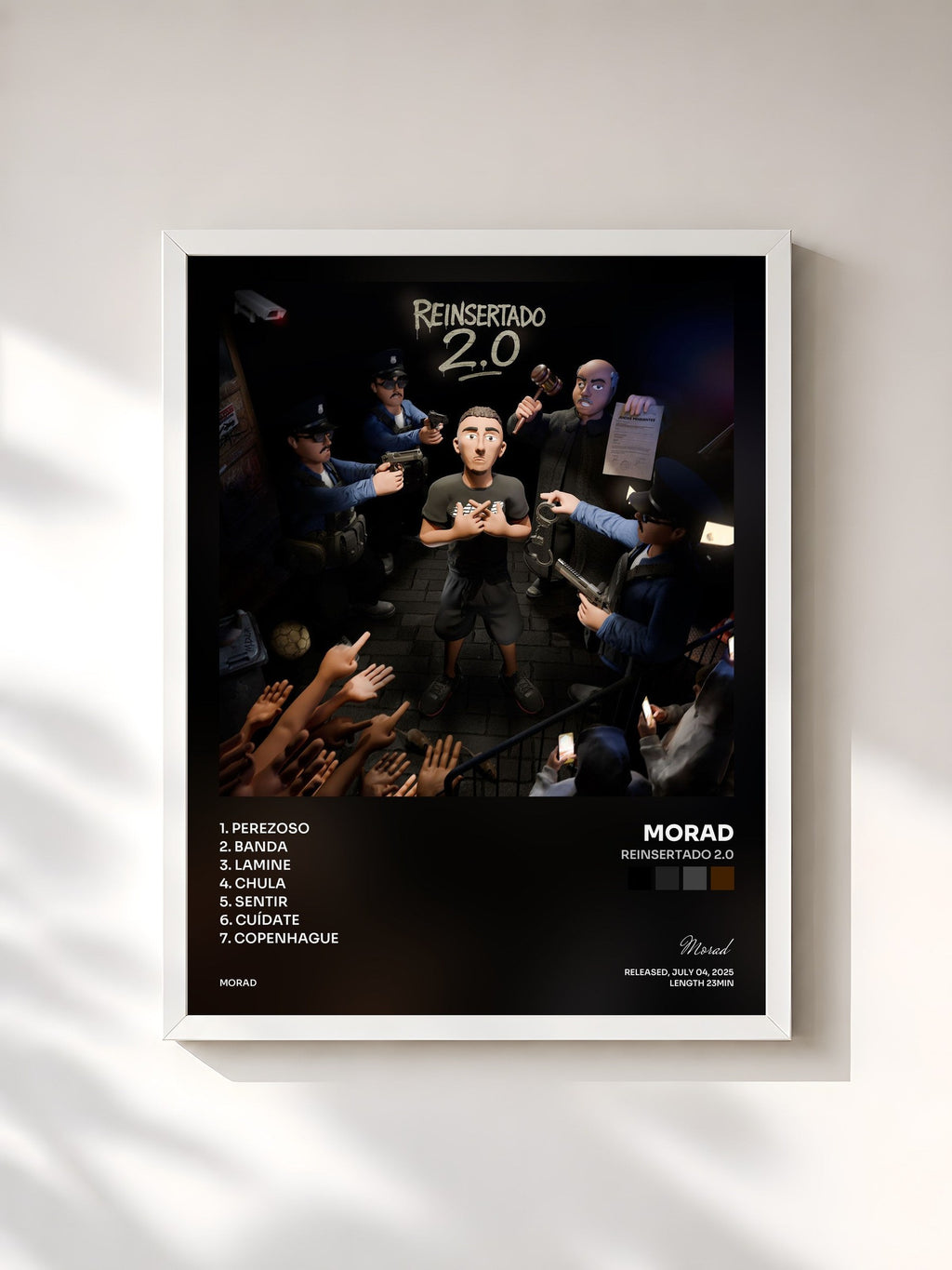 #blanc Tableau de l'album Reinsertado 2.0 de Morad, cadre blanc, imprimé et encadré en France