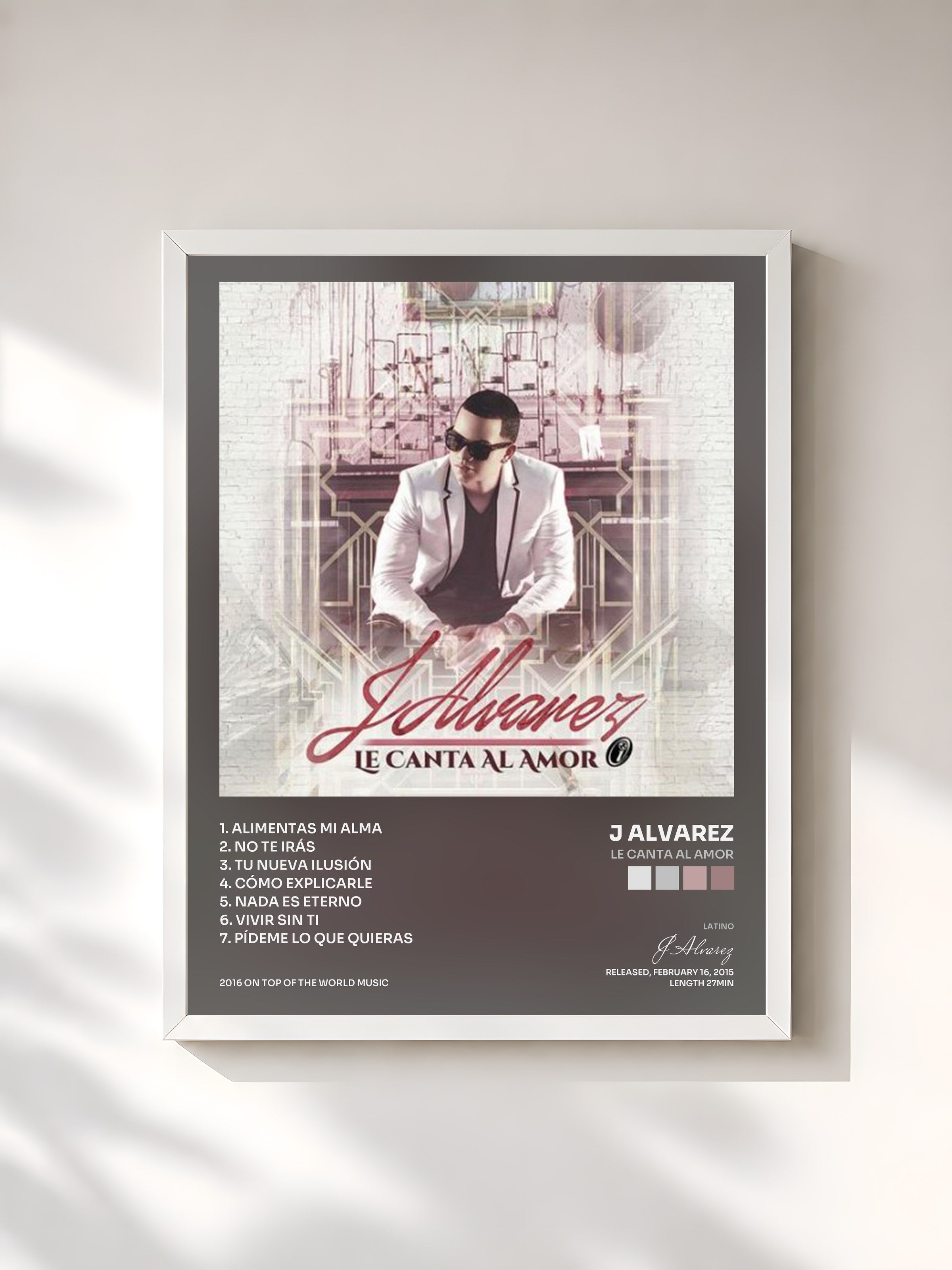 #blanc Tableau de l'album Le Canta al Amor de J Alvarez, cadre blanc, imprimé et encadré en France