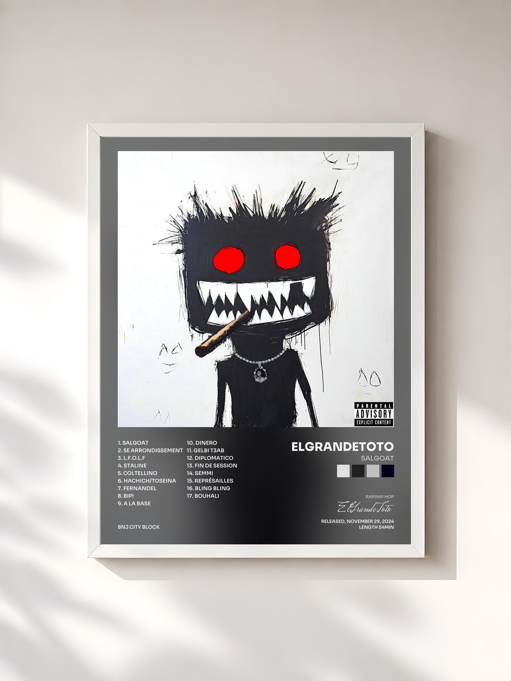 #blanc SALGOAT by ElGrandeToto as a framed art print, white frame, printed and framed in France