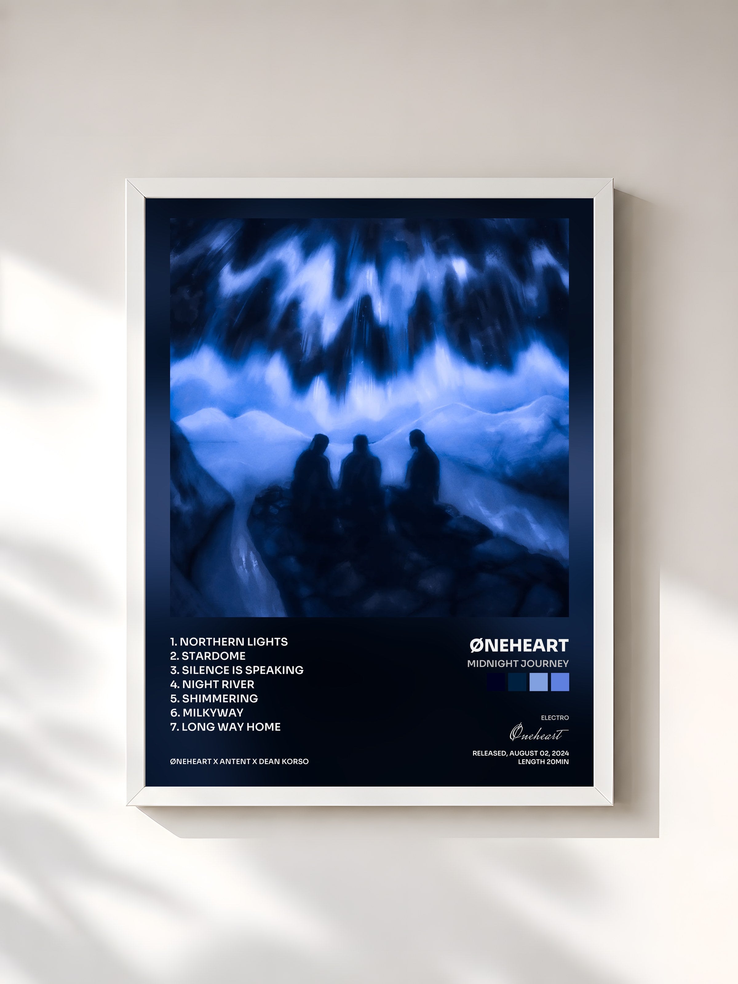 #blanc Tableau de l'album Midnight Journey de Øneheart, cadre blanc, imprimé et encadré en France