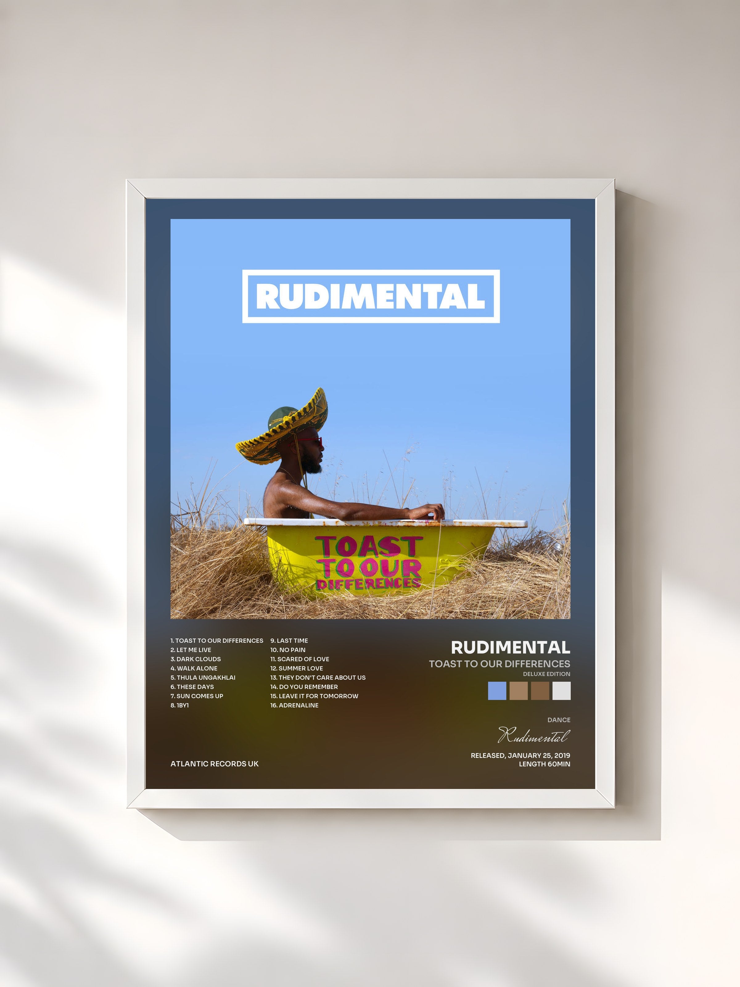 #blanc Tableau de l'album Toast to Our Differences (Deluxe Edition) de Rudimental, cadre blanc, imprimé et encadré en France