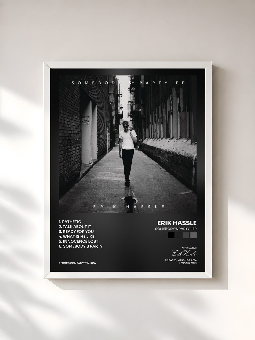 #blanc Somebody's Party - EP di Erik Hassle in stampa incorniciata, cornice bianca, stampata e incorniciata in Francia