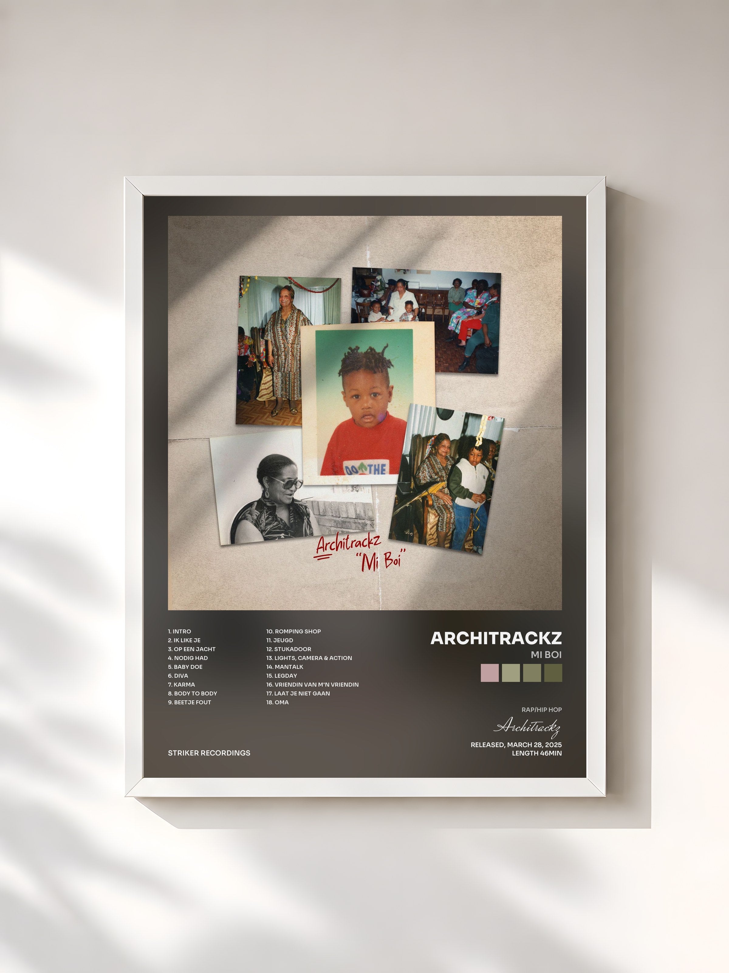 #blanc Tableau de l'album Mi Boi de Architrackz, cadre blanc, imprimé et encadré en France