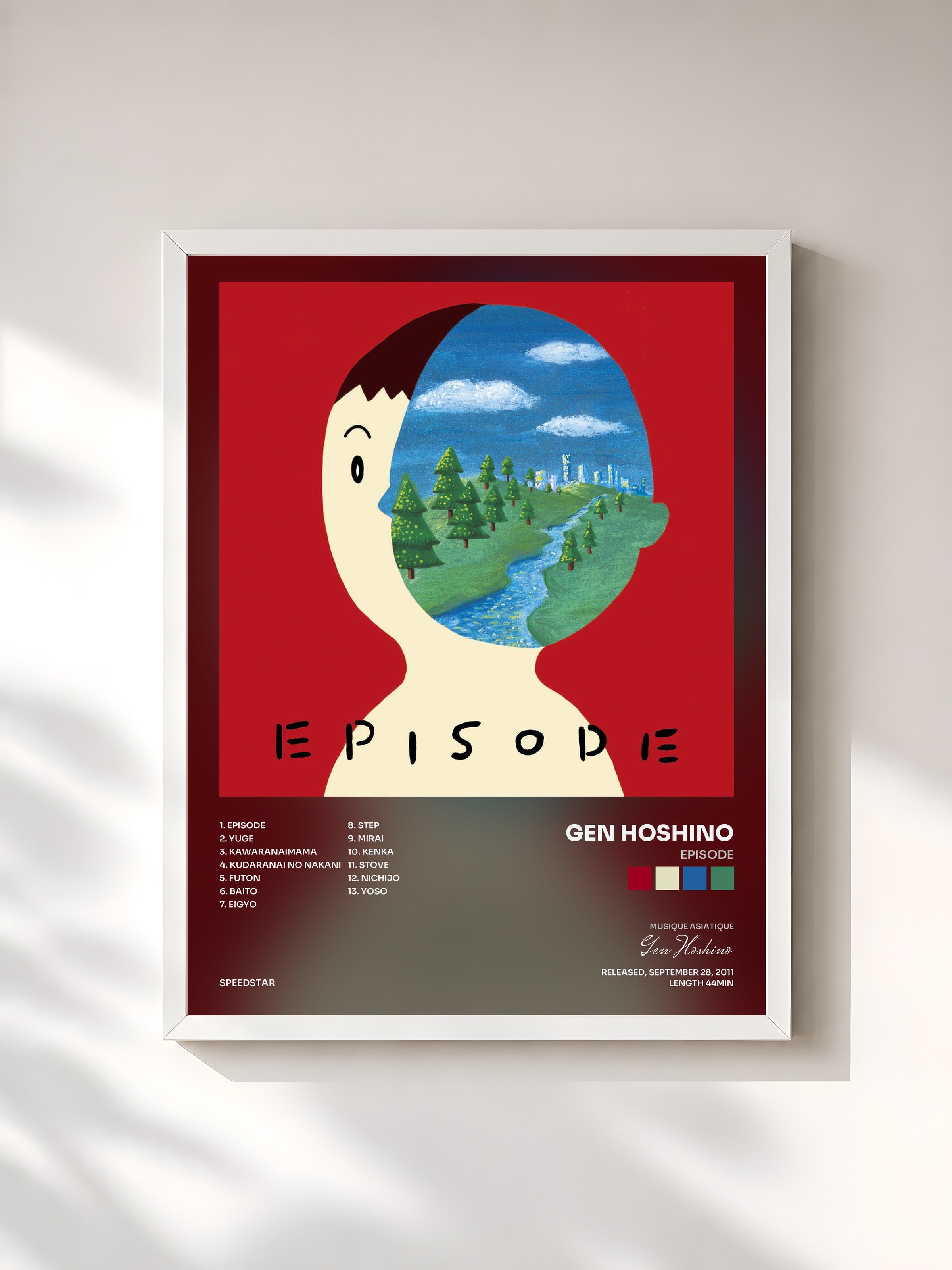 #blanc Tableau de l'album Episode de Gen Hoshino, cadre blanc, imprimé et encadré en France