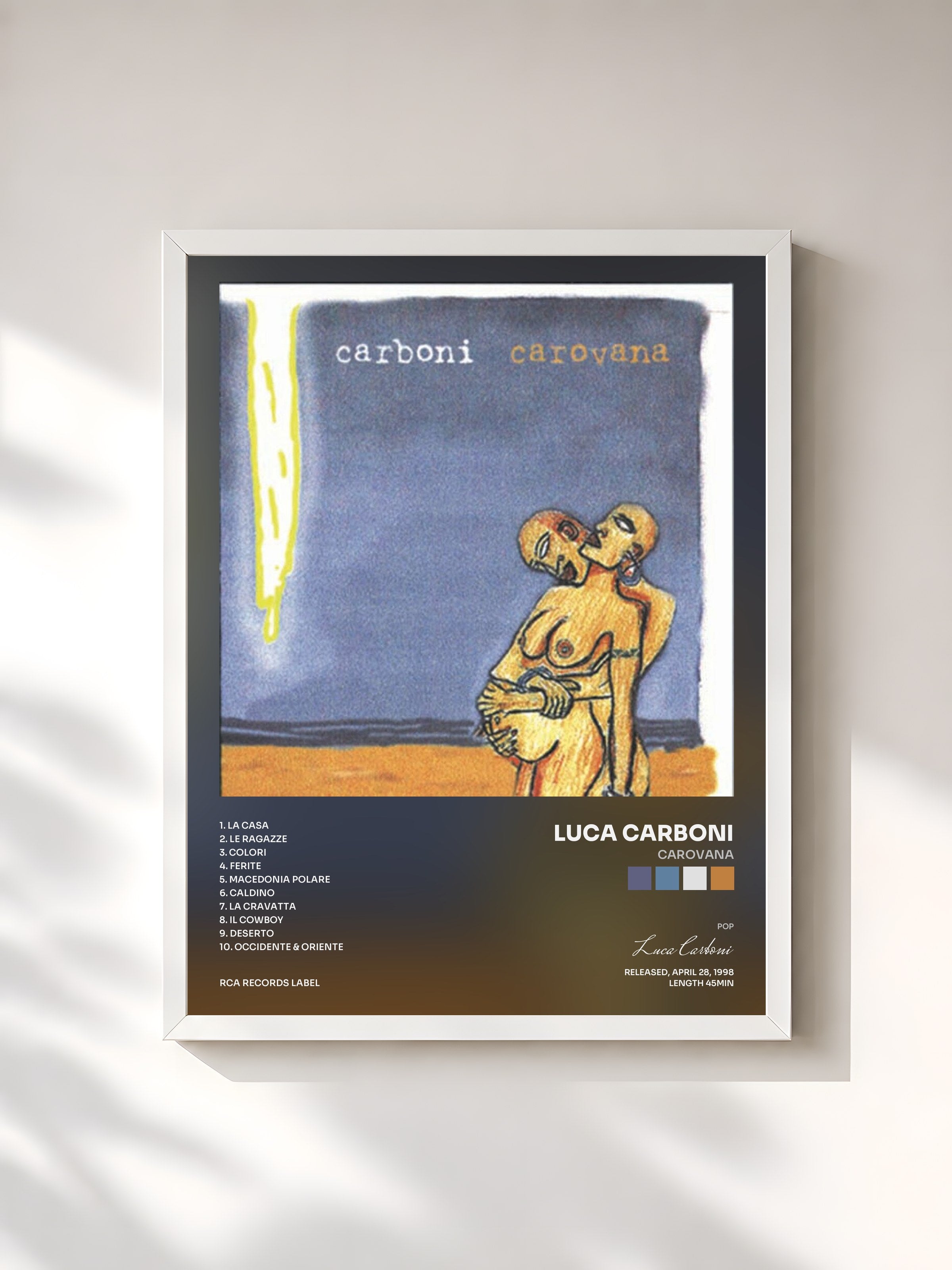 #blanc Tableau de l'album Carovana de Luca Carboni, cadre blanc, imprimé et encadré en France