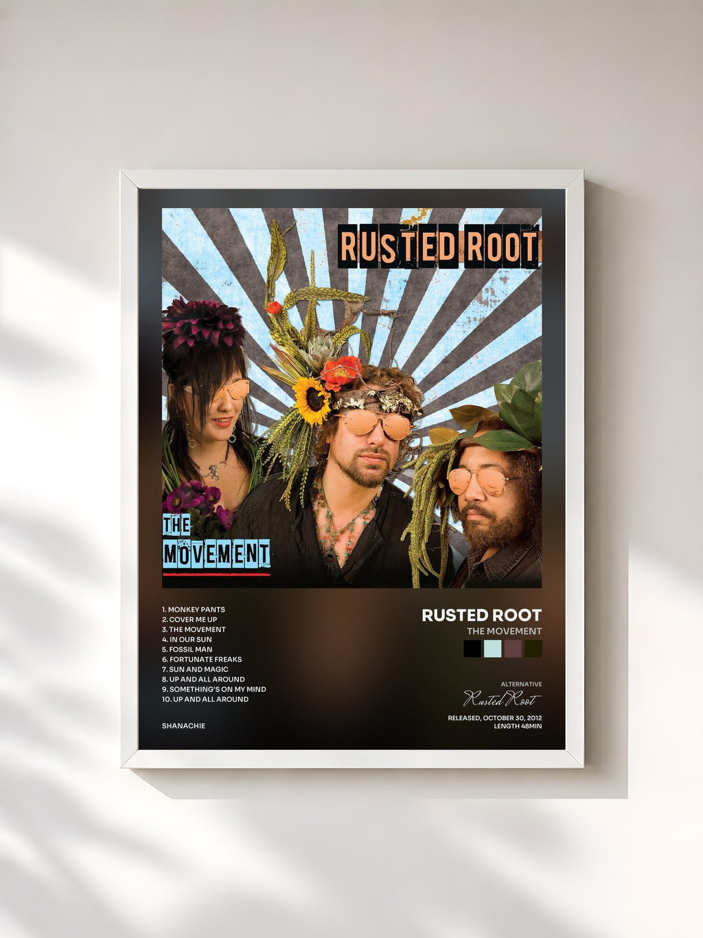 #blanc The Movement von Rusted Root als gerahmter Kunstdruck, weißer Rahmen, gedruckt und gerahmt in Frankreich