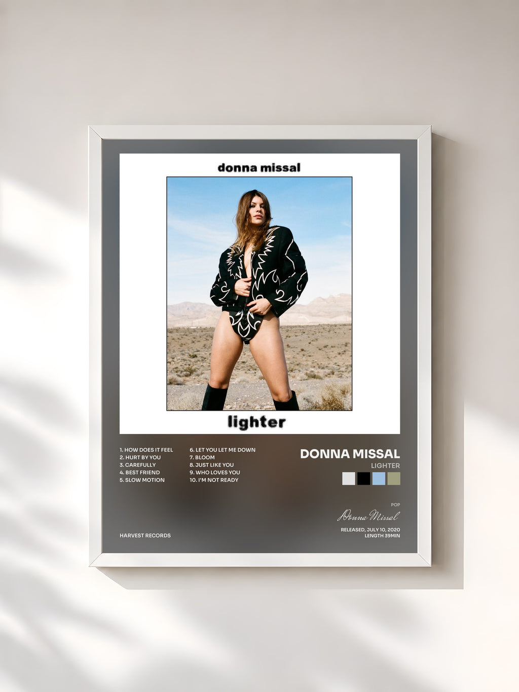 #blanc Tableau de l'album Lighter de Donna Missal, cadre blanc, imprimé et encadré en France