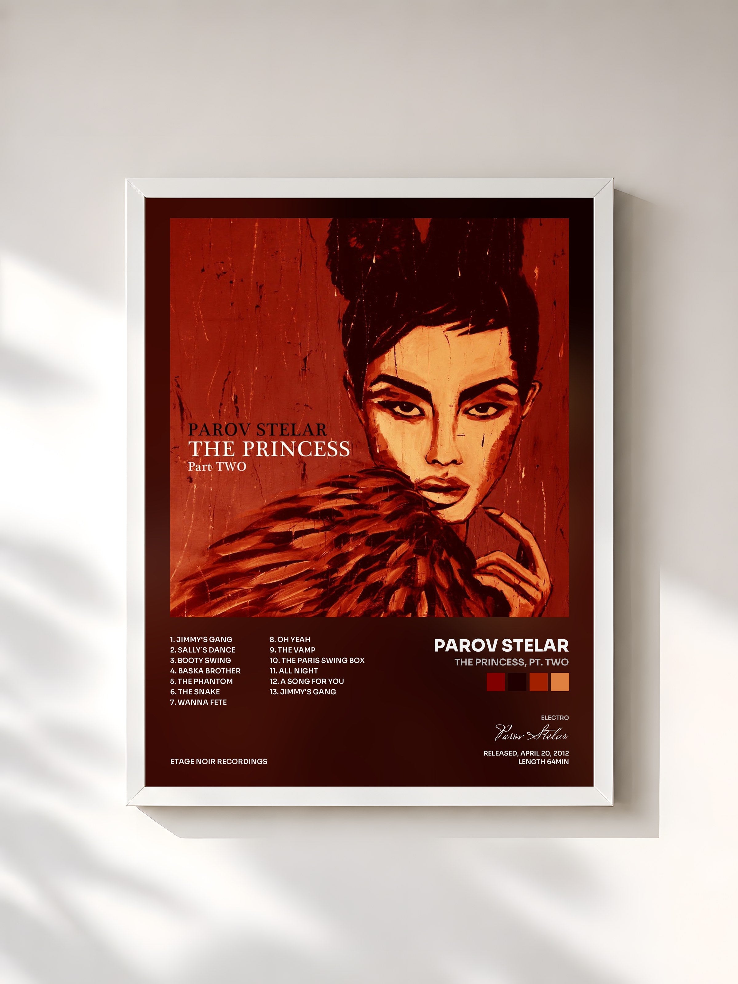 #blanc Tableau de l'album The Princess, Pt. Two de Parov Stelar, cadre blanc, imprimé et encadré en France