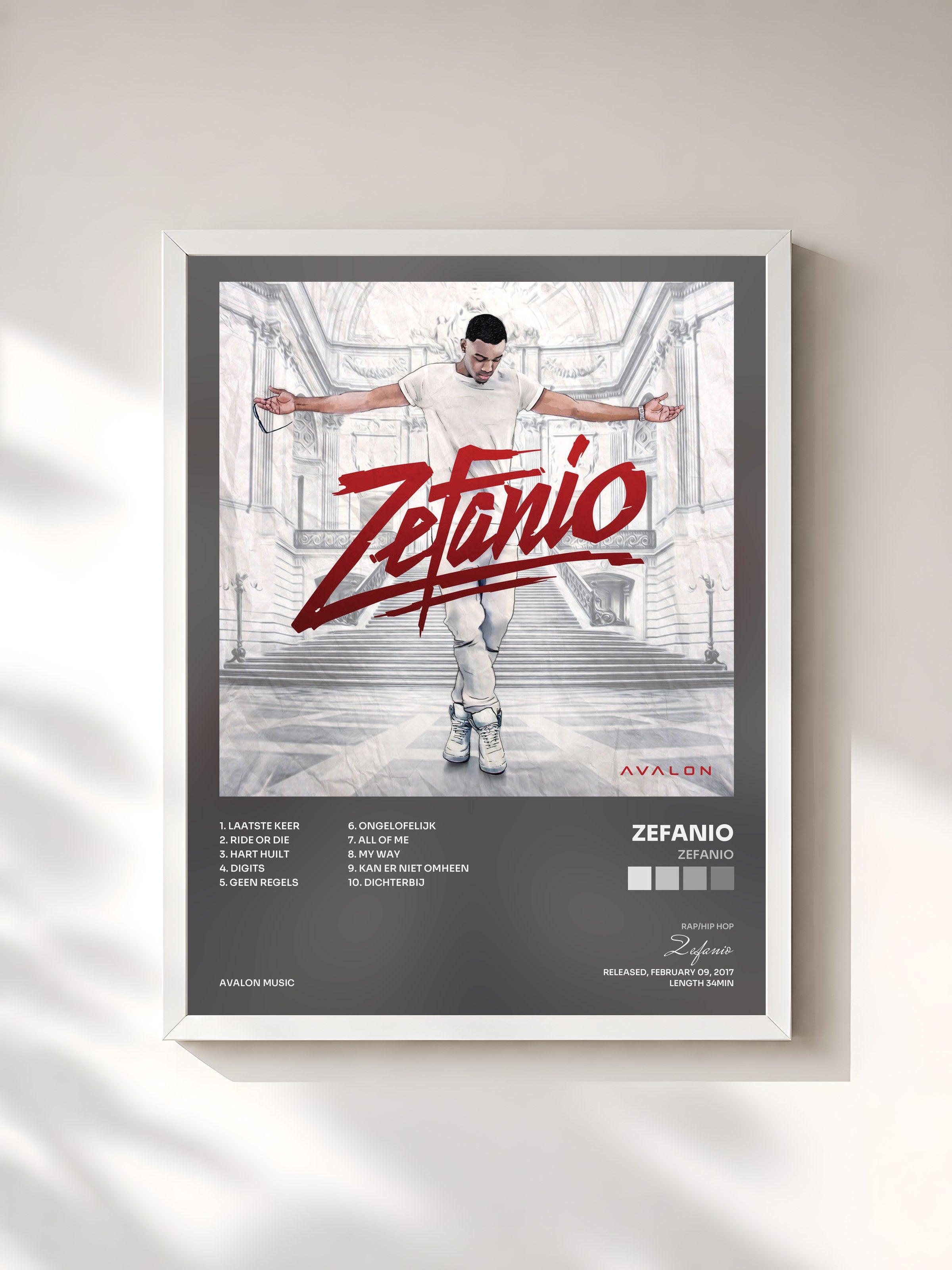 #blanc Tableau de l'album ZEFANIO de Zefanio, cadre blanc, imprimé et encadré en France